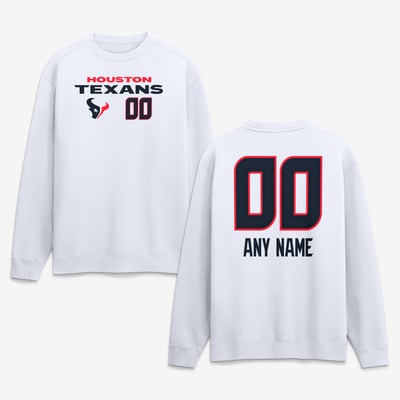 Houston Texans  Touchdown Wordmark Personalized Name & Number Sweatshirt - White