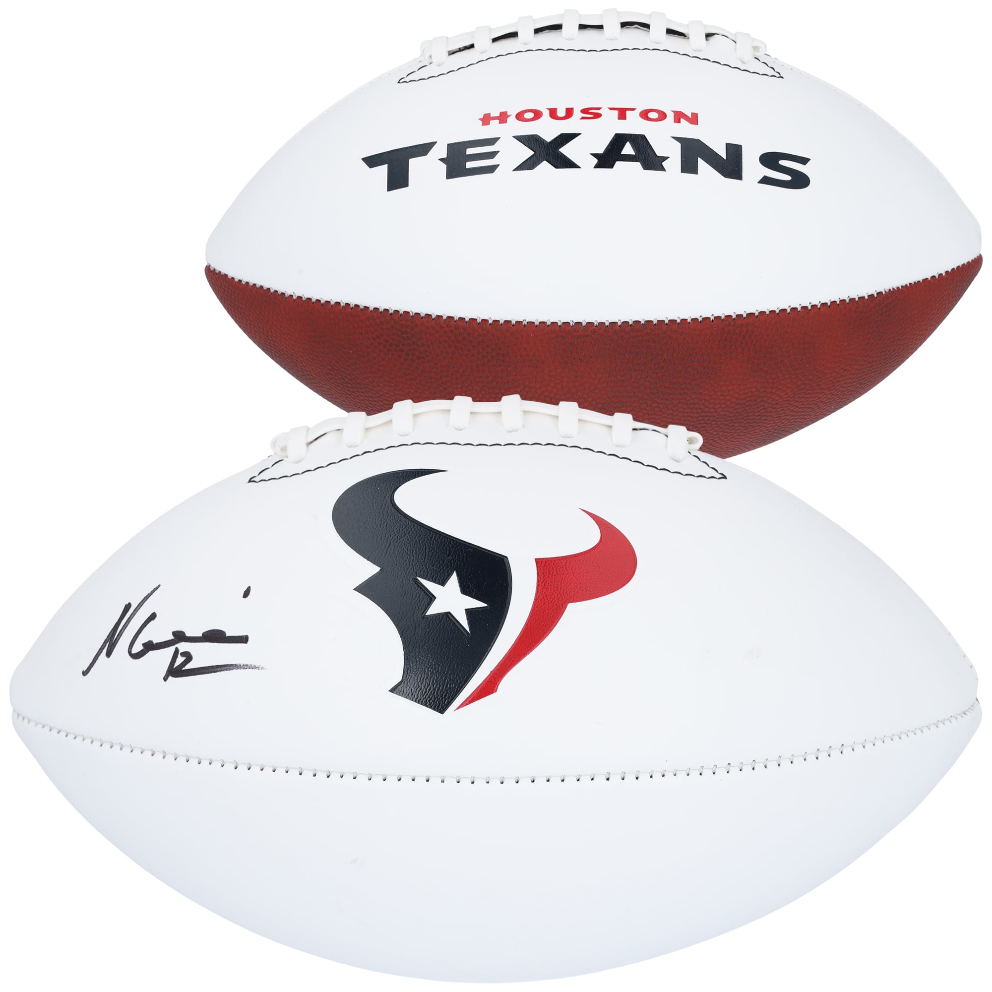 Ballon de football Franklin White Panel autographié par Nico Collins des Houston Texans