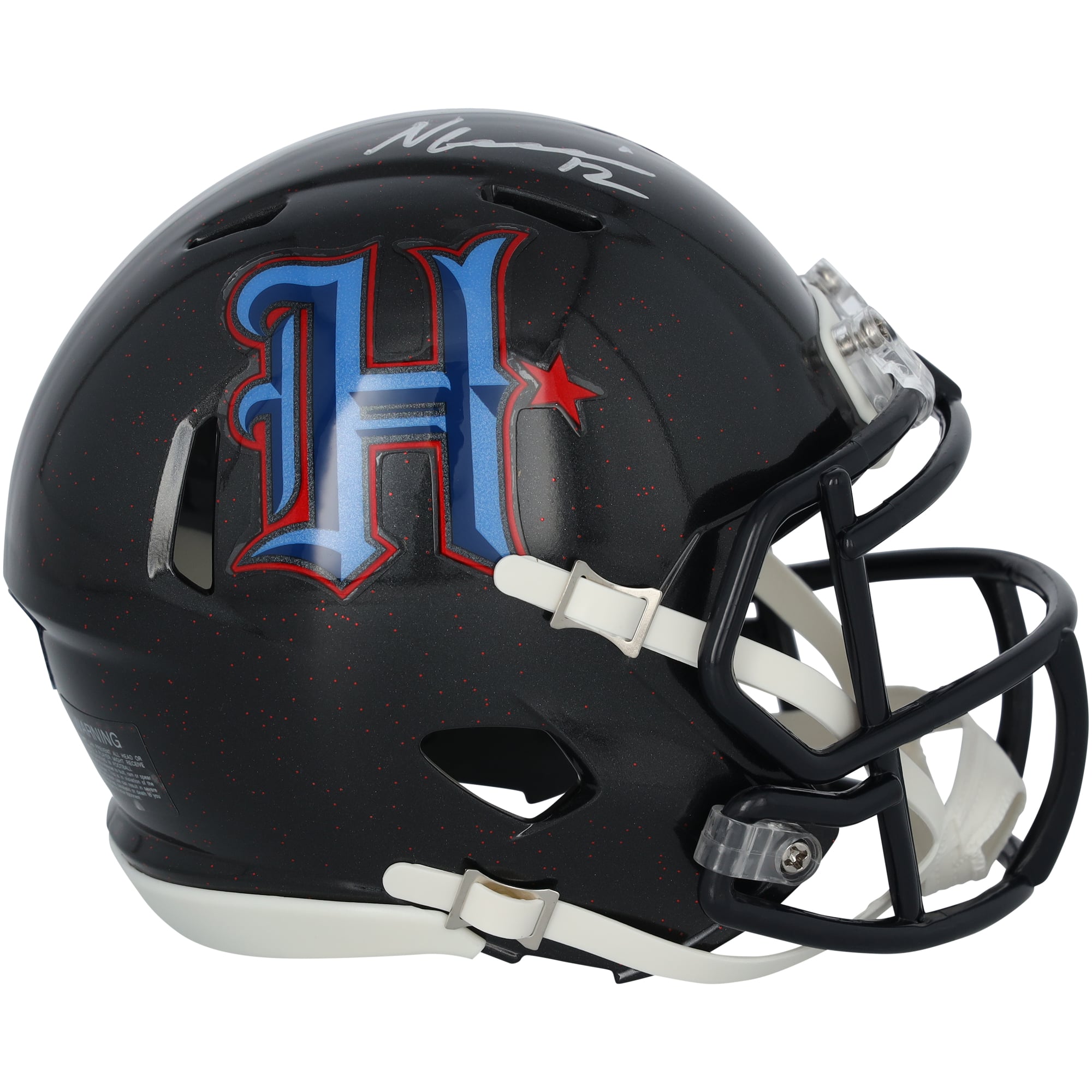 Casque Riddell bleu marine Alternate Speed Mini autographié par Nico Collins des Houston Texans