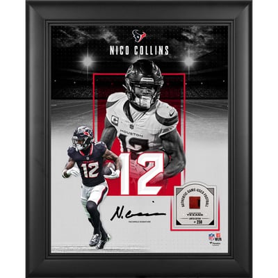 Nico Collins Houston Texans Facsimile Signature Fanatics Authentic Framed 11" x 14" Showcase Collage with a Piece of Game-Used Football - Limited Edition of 250