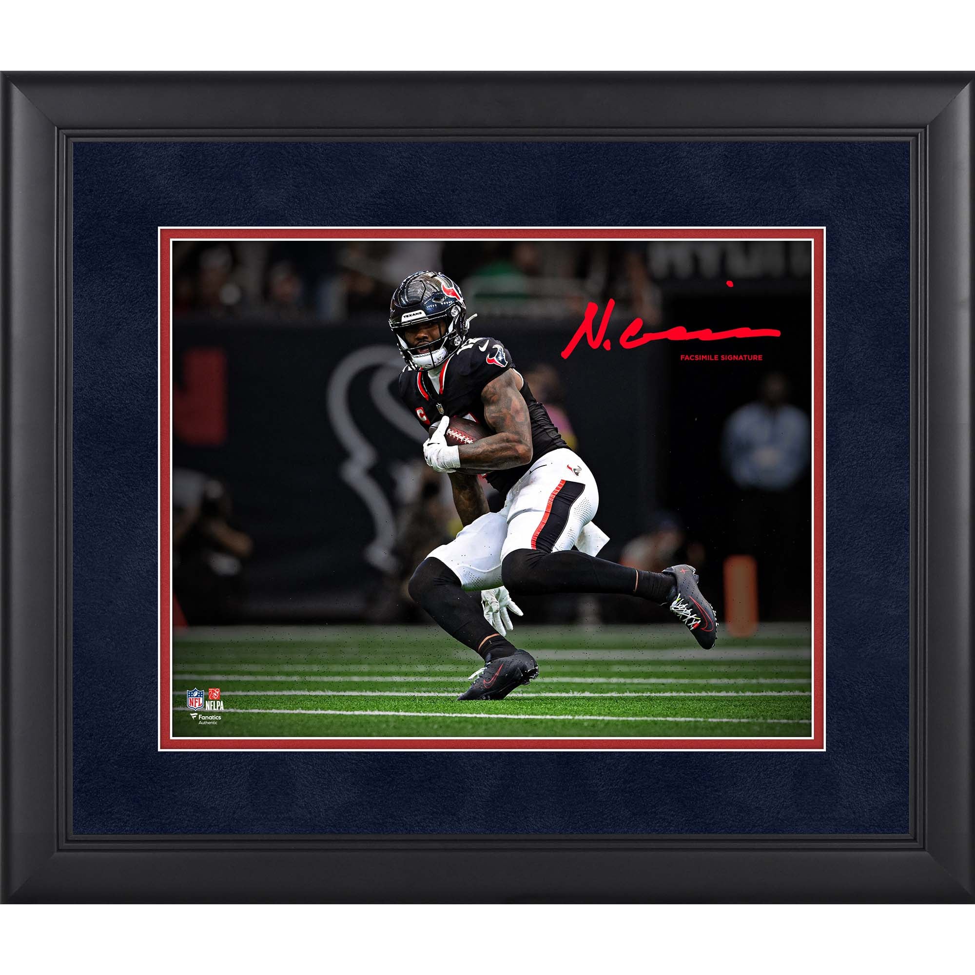 Photo encadrée avec fac-similé de la signature de Nico Collins, joueur des Houston Texans, format 11 x 14 pouces.