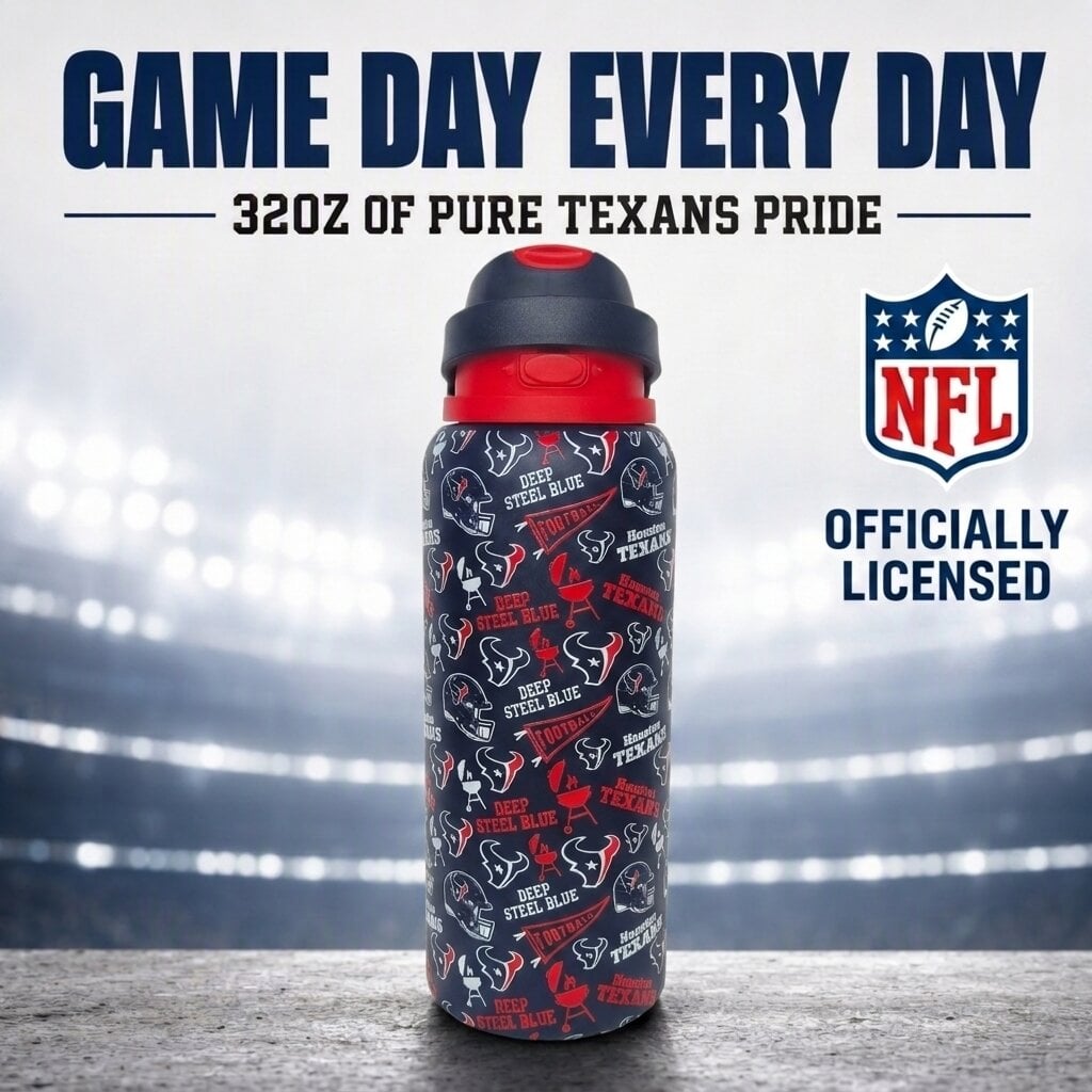 Gourde Pegasus Houston Texans 32 oz en acier inoxydable ProPress avec fanion pour les jours de match