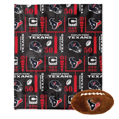Houston Texans Pegasus 50" x 60" Blackout Team Spirit Ultra Soft Throw & Plush Football Combo Pack