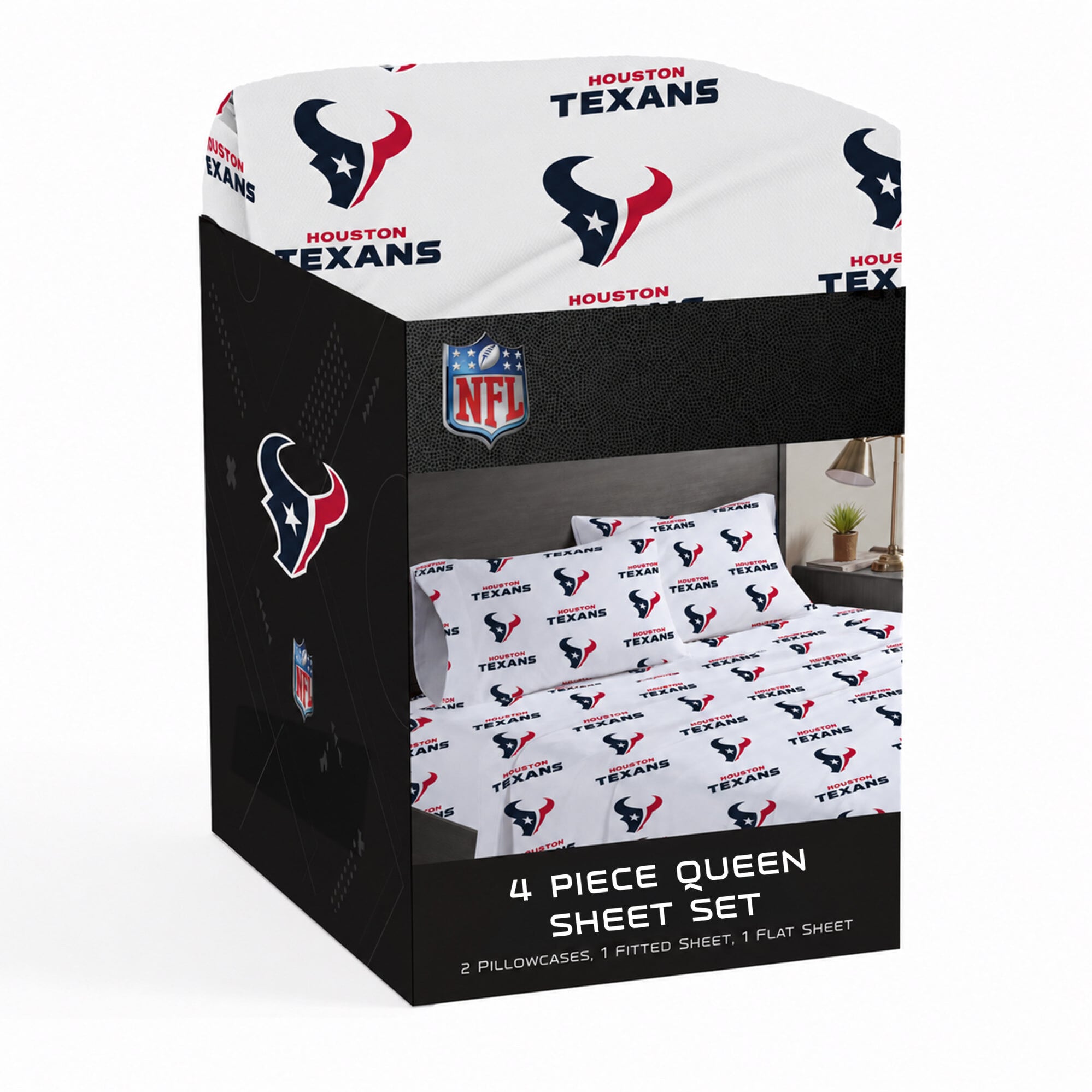 Pegasus Houston Texans Four-Piece Queen Sheet Set