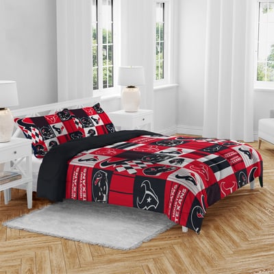 Houston Texans Pegasus Patchwork Plaid Three-Piece Full/Queen Bed in a Bag Set