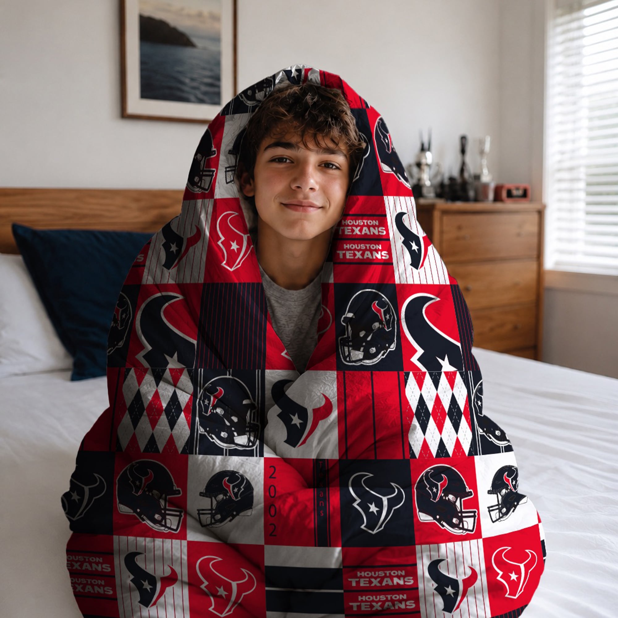 Ensemble de literie deux pièces Pegasus Houston Texans Patchwork Plaid Twin/Twin XL
