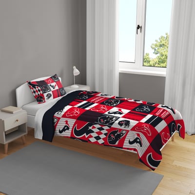 Houston Texans Pegasus Patchwork Plaid Two-Piece Twin/Twin XL Bed in a Bag Set
