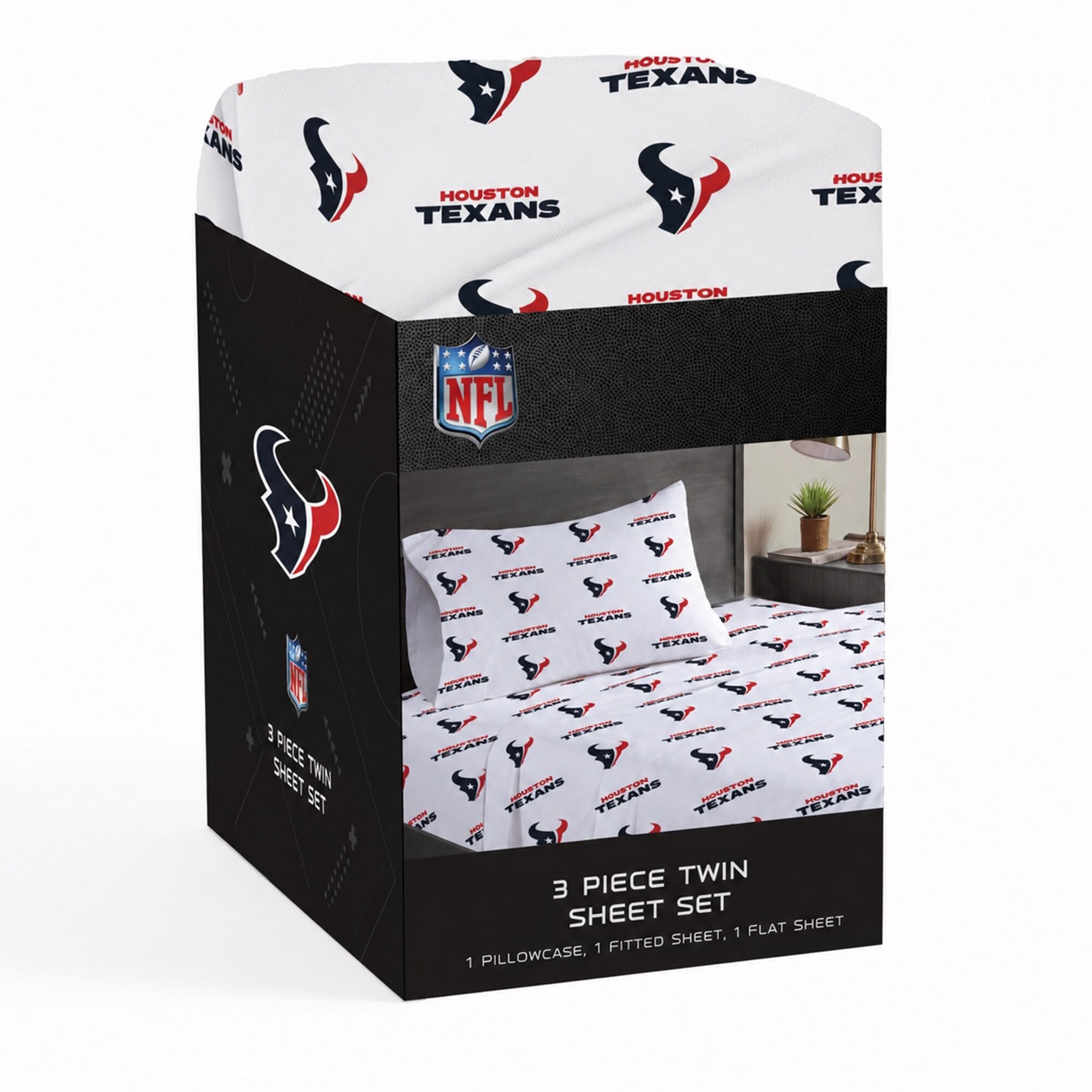 Pegasus Houston Texans Three-Piece Twin Sheet Set