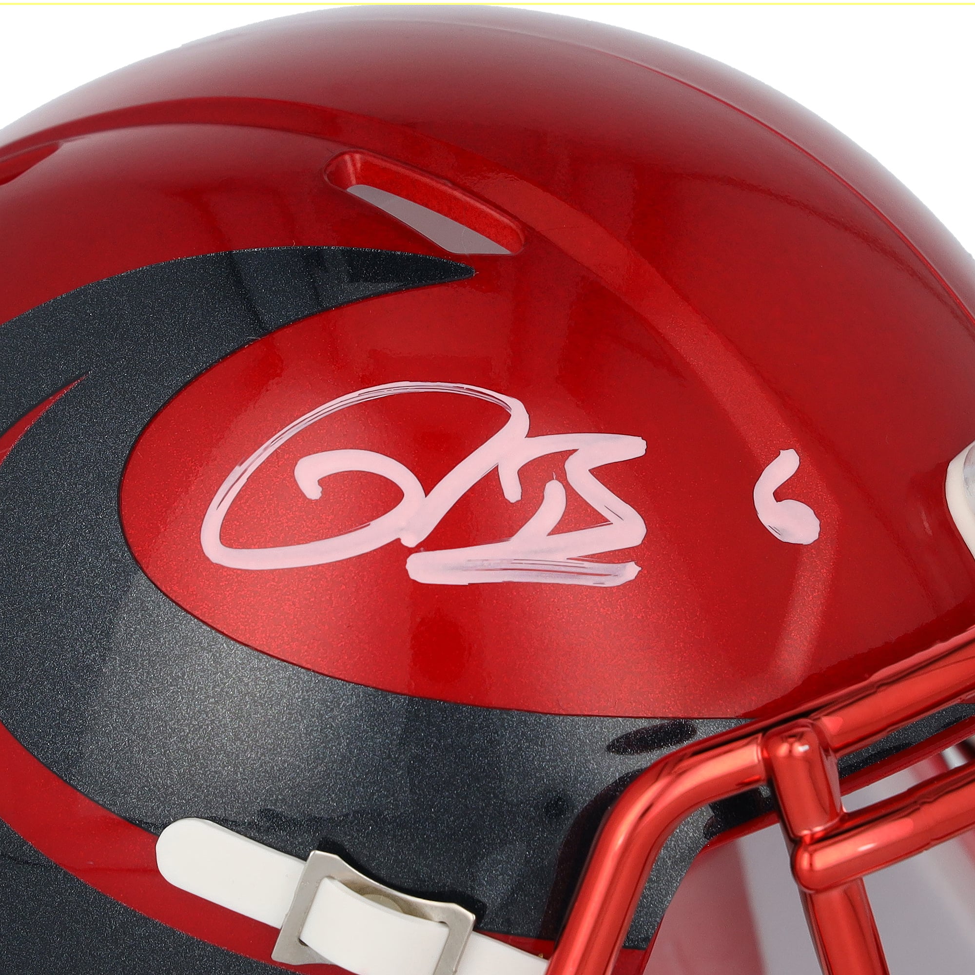 Casque miniature Riddell Speed rouge alternatif n° 1, signé par Reed Blankenship (Houston Texans)