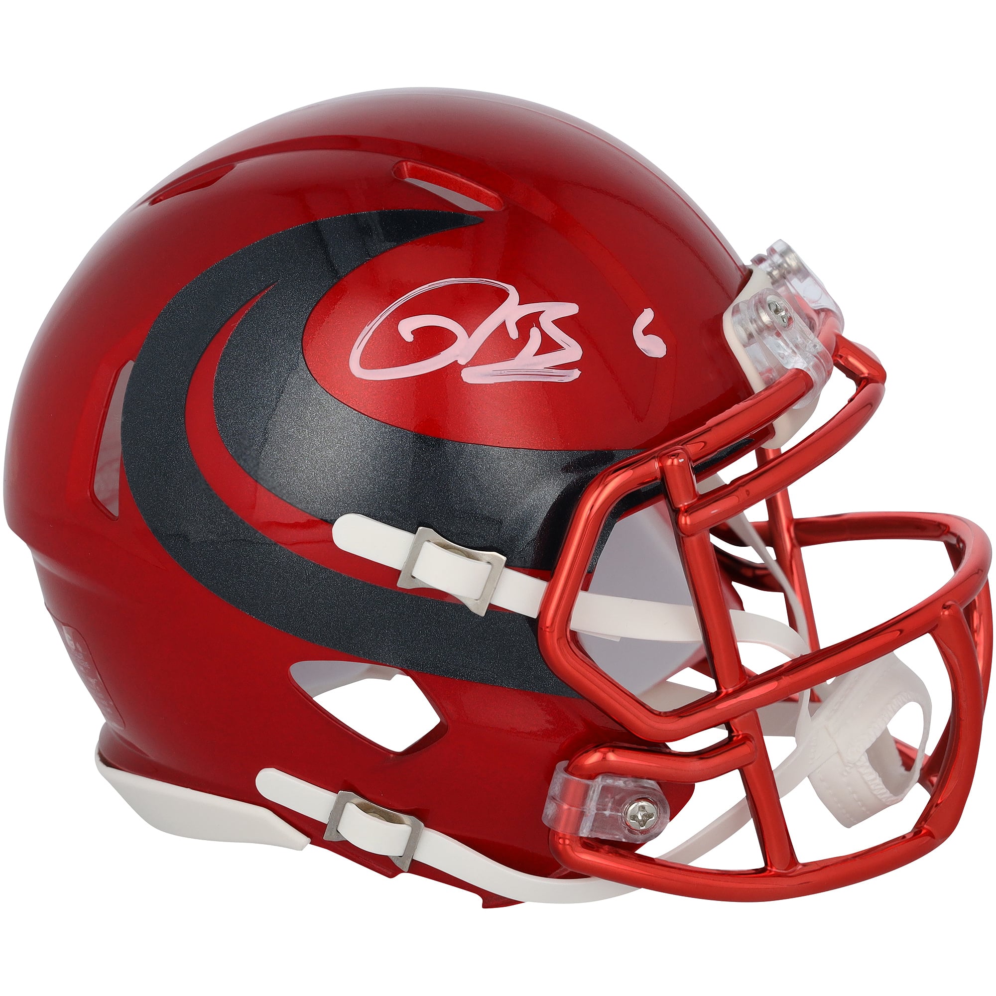 Casque miniature Riddell Speed ​​rouge alternatif n° 1, signé par Reed Blankenship (Houston Texans)