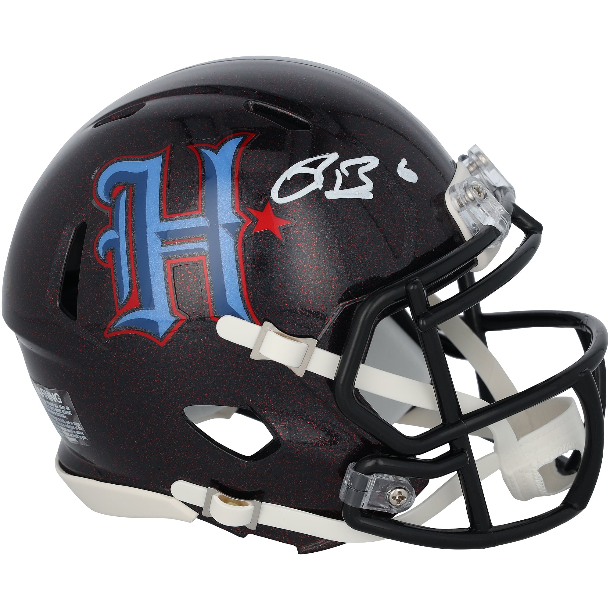 Casque miniature bleu marine Riddell Speed ​​2024 alternatif n°2 autographié par Reed Blankenship (Houston Texans)
