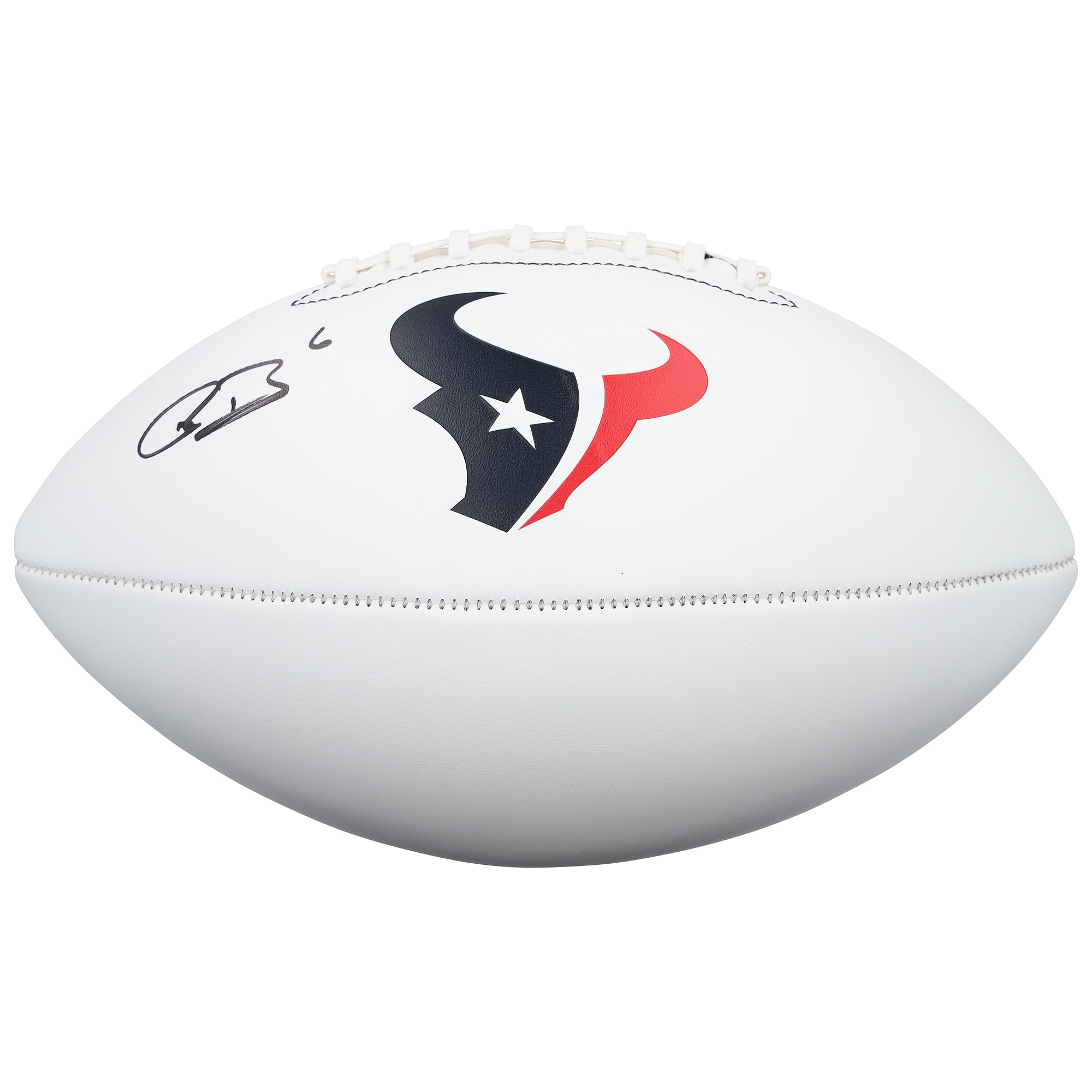 Ballon de football américain Wilson White Panel autographié par Reed Blankenship des Houston Texans