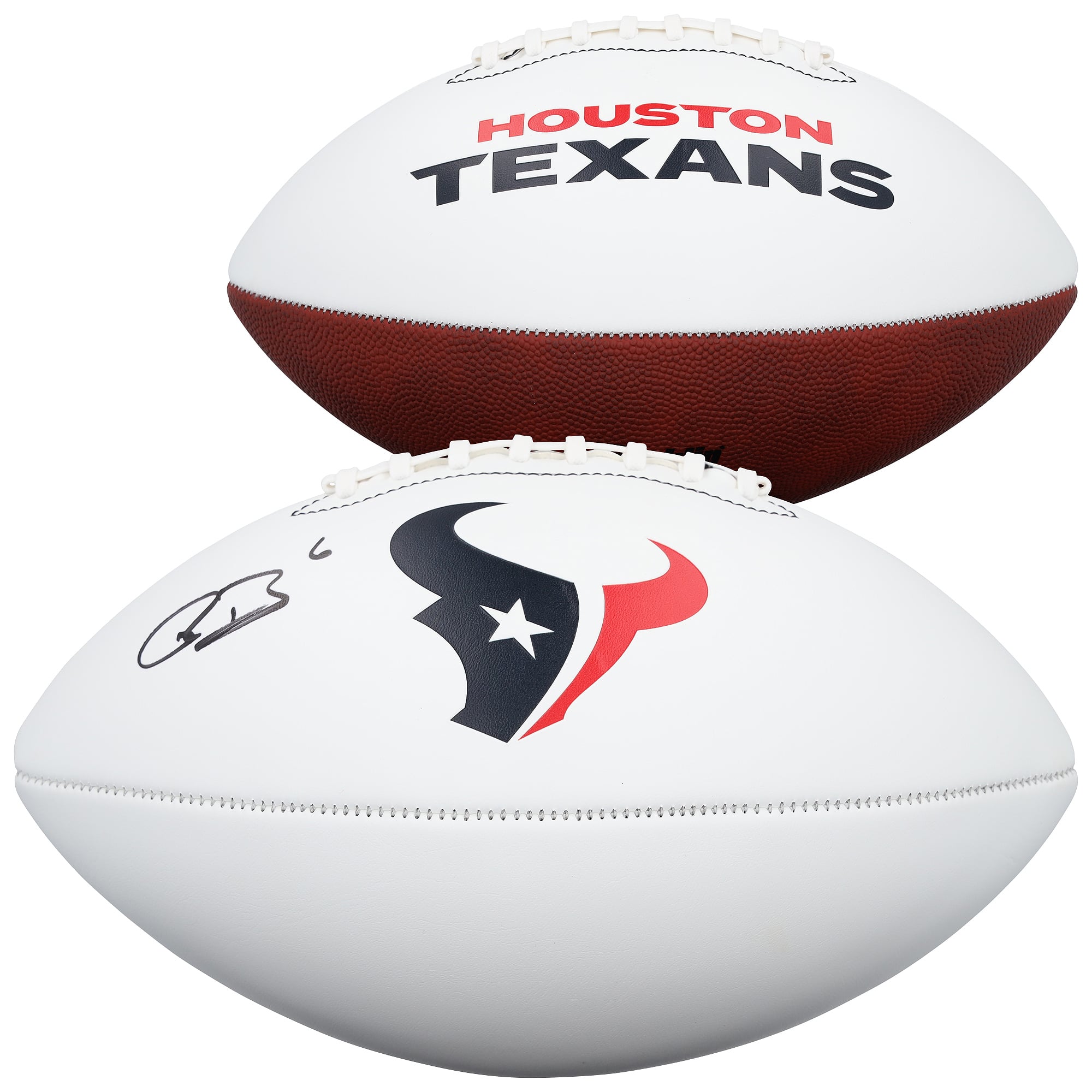 Ballon de football américain Wilson White Panel autographié par Reed Blankenship des Houston Texans