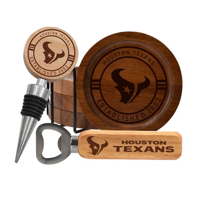 Houston Texans The Memory Company Coaster, Bottle Opener & Wine Stopper Set