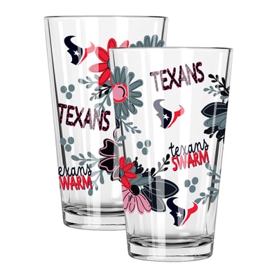 Houston Texans The Memory Company Two-Piece 16oz. Flowers Pint Glass Set