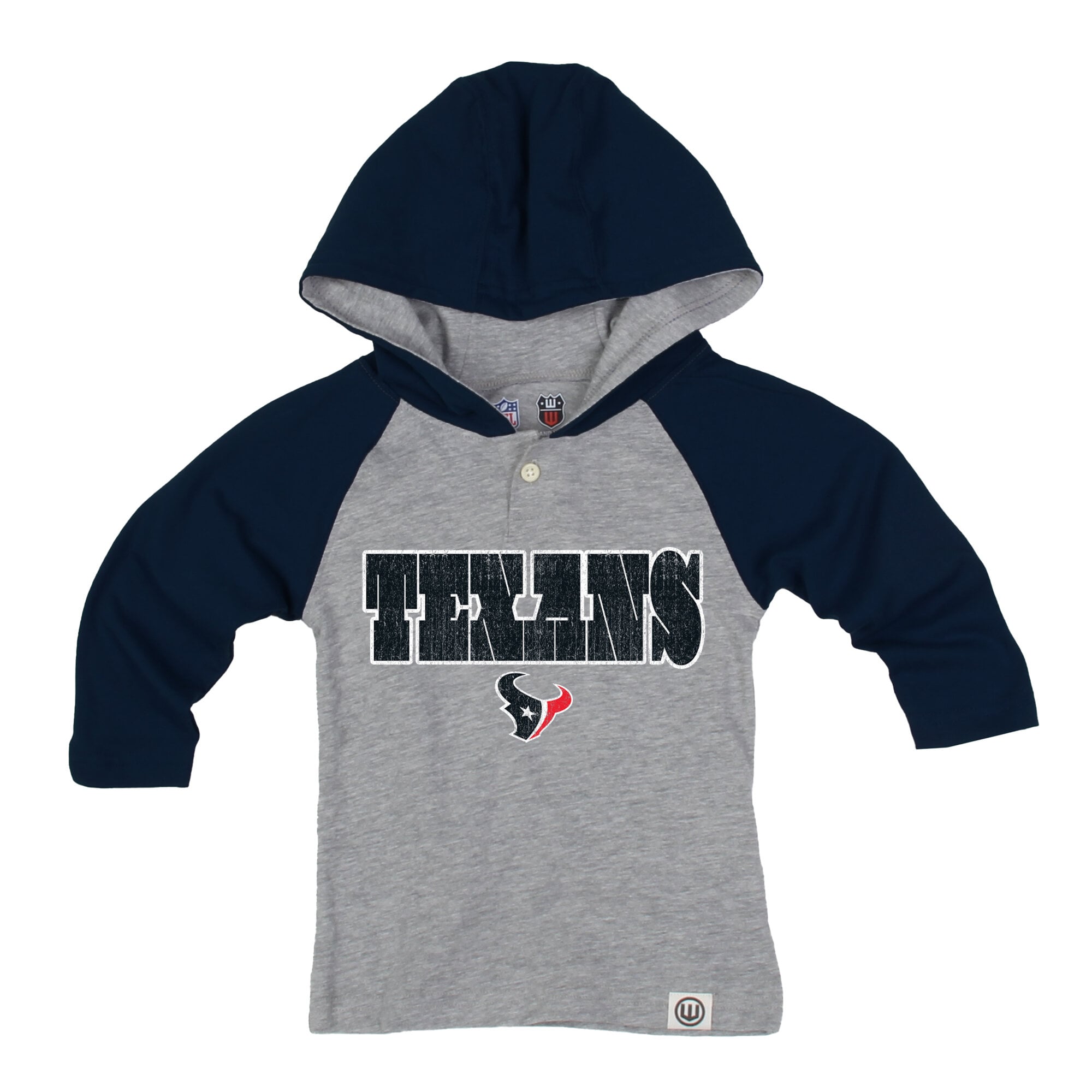 Ensemble sweat à capuche Henley et pantalon de survêtement Wes & Willy pour tout-petits, gris chiné/bleu marine, Houston Texans