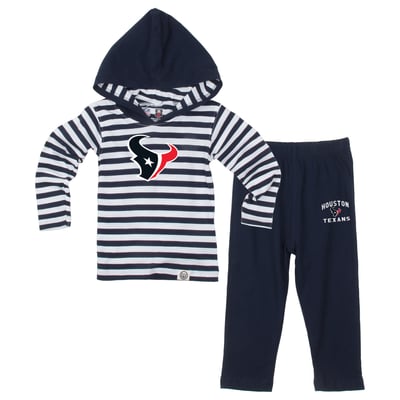  Houston Texans Wes & Willy Toddler Stripe Hooded Long Sleeve Top and Pant Set - Navy