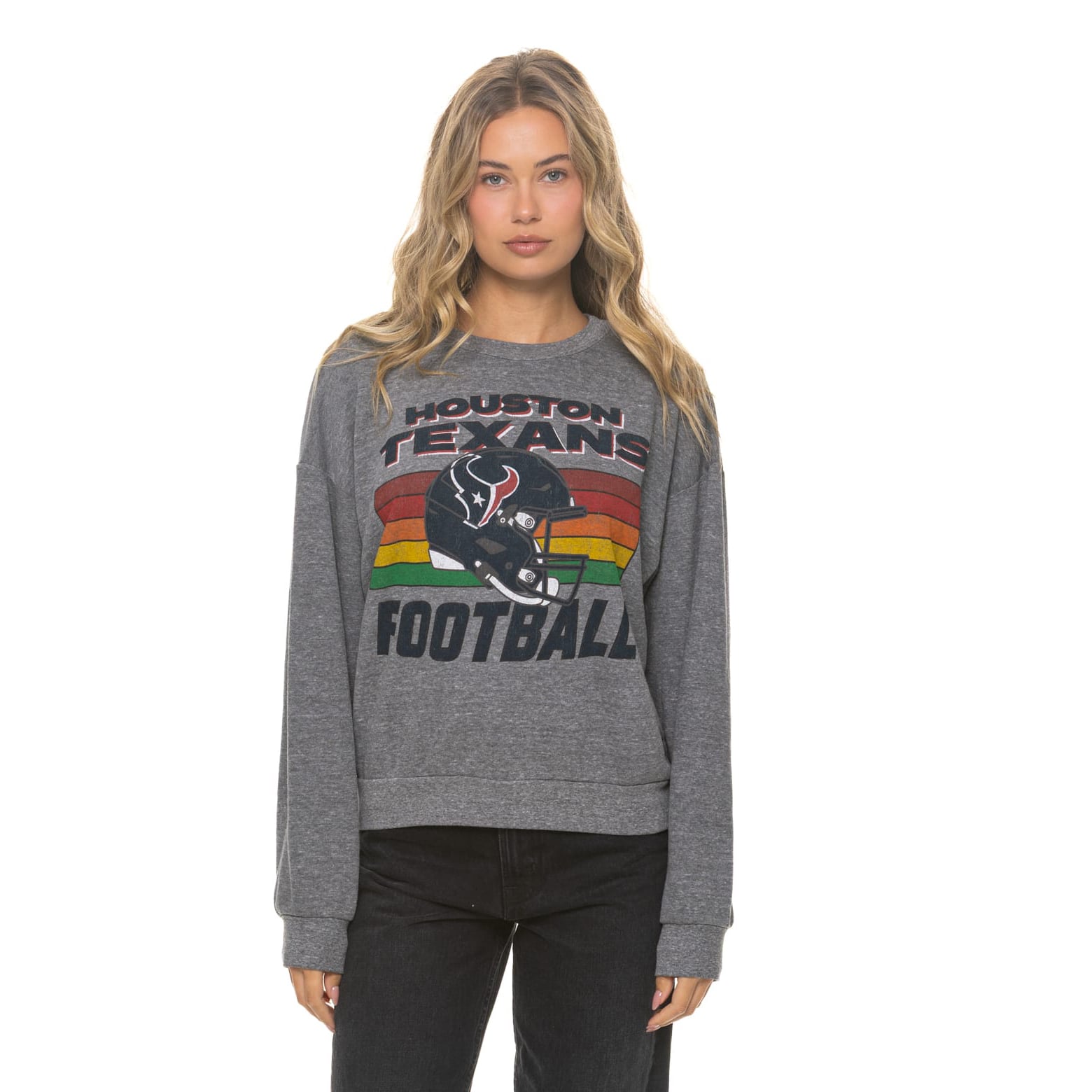 Sweat-shirt unisexe Aviator Nation gris chiné Houston Texans, coupe décontractée, en mélange de trois matières