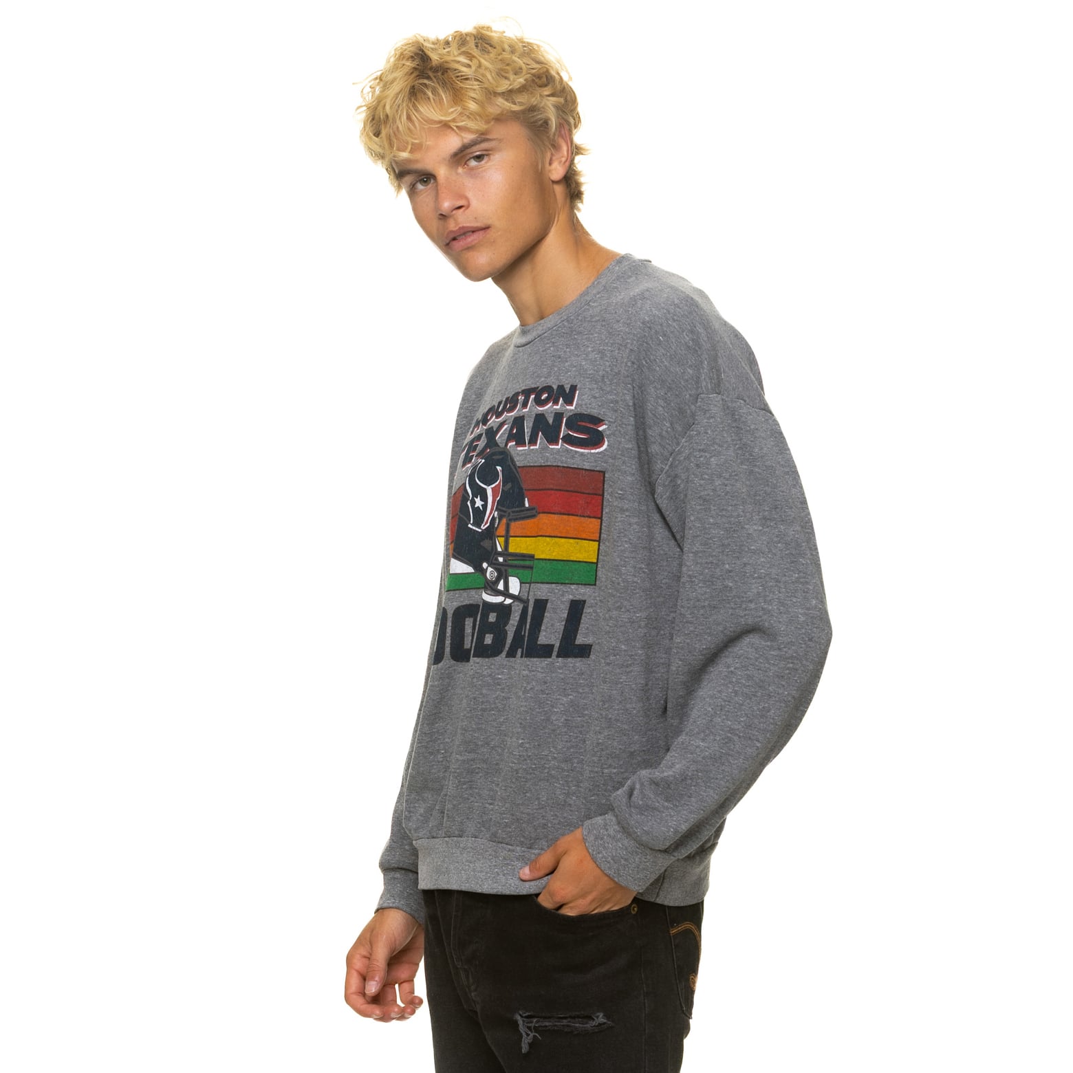 Sweat-shirt unisexe Aviator Nation gris chiné Houston Texans, coupe décontractée, en mélange de trois matières
