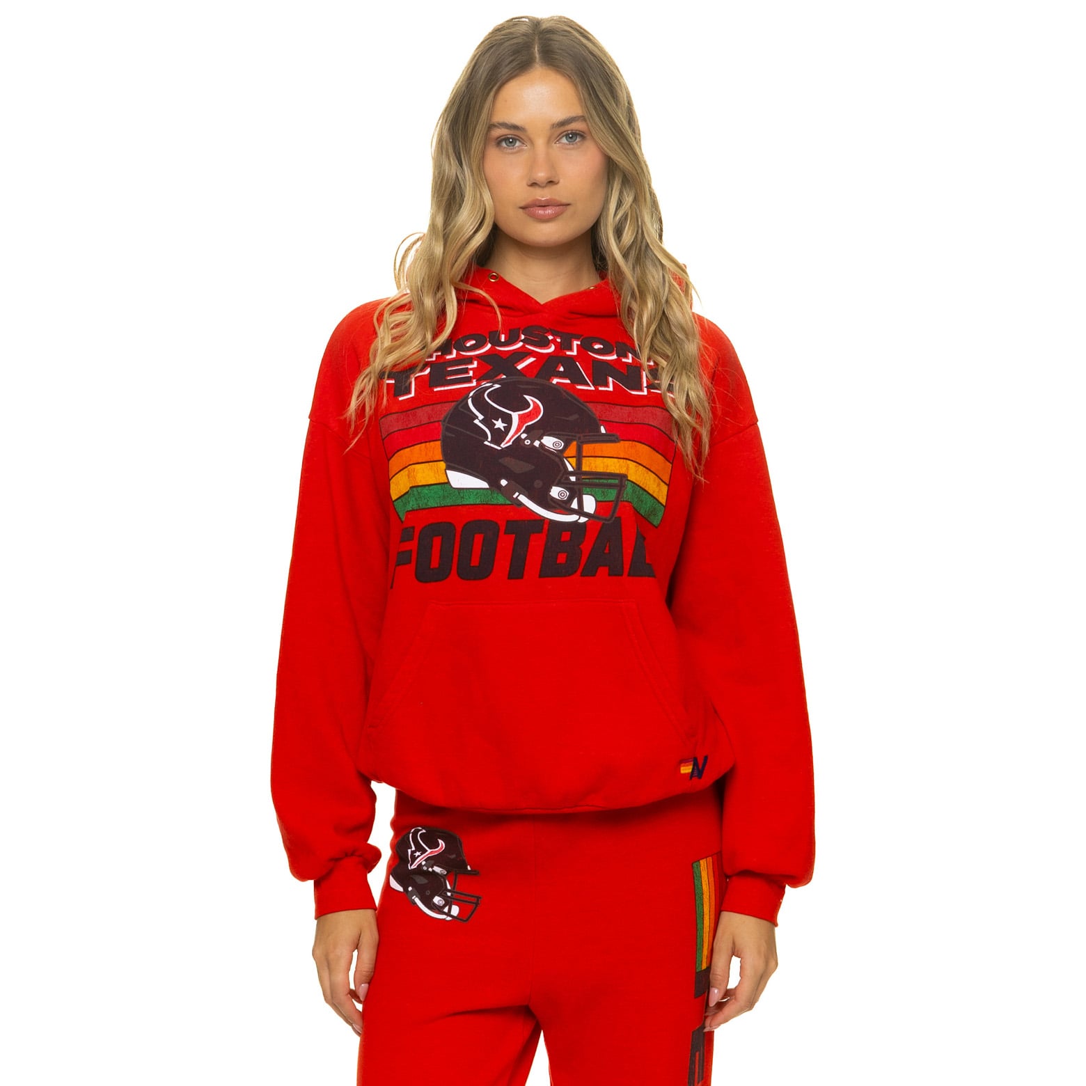 Sweat à capuche unisexe Aviator Nation rouge Houston Texans, coupe décontractée, en mélange de trois matières