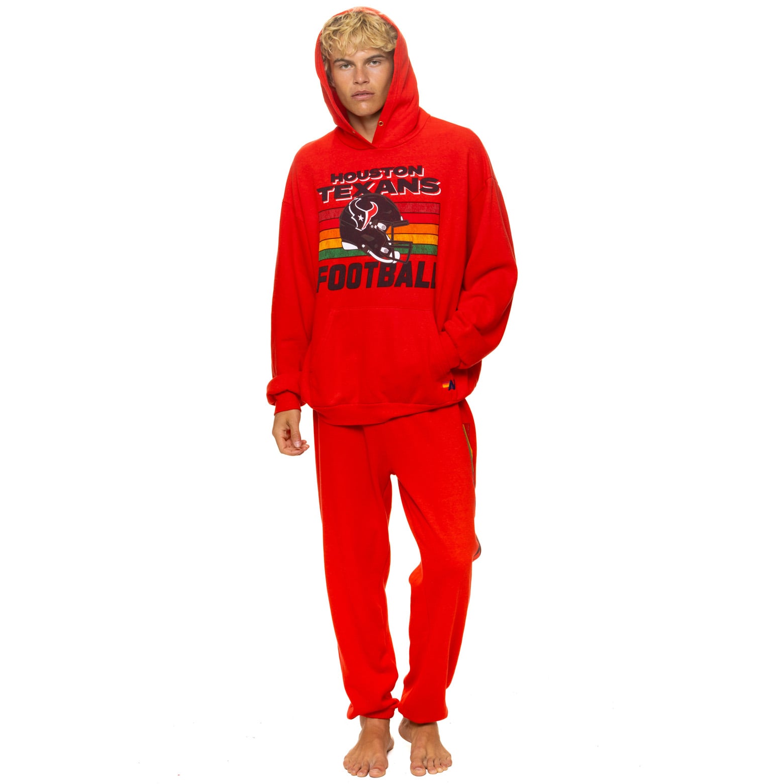 Sweat à capuche unisexe Aviator Nation rouge Houston Texans, coupe décontractée, en mélange de trois matières