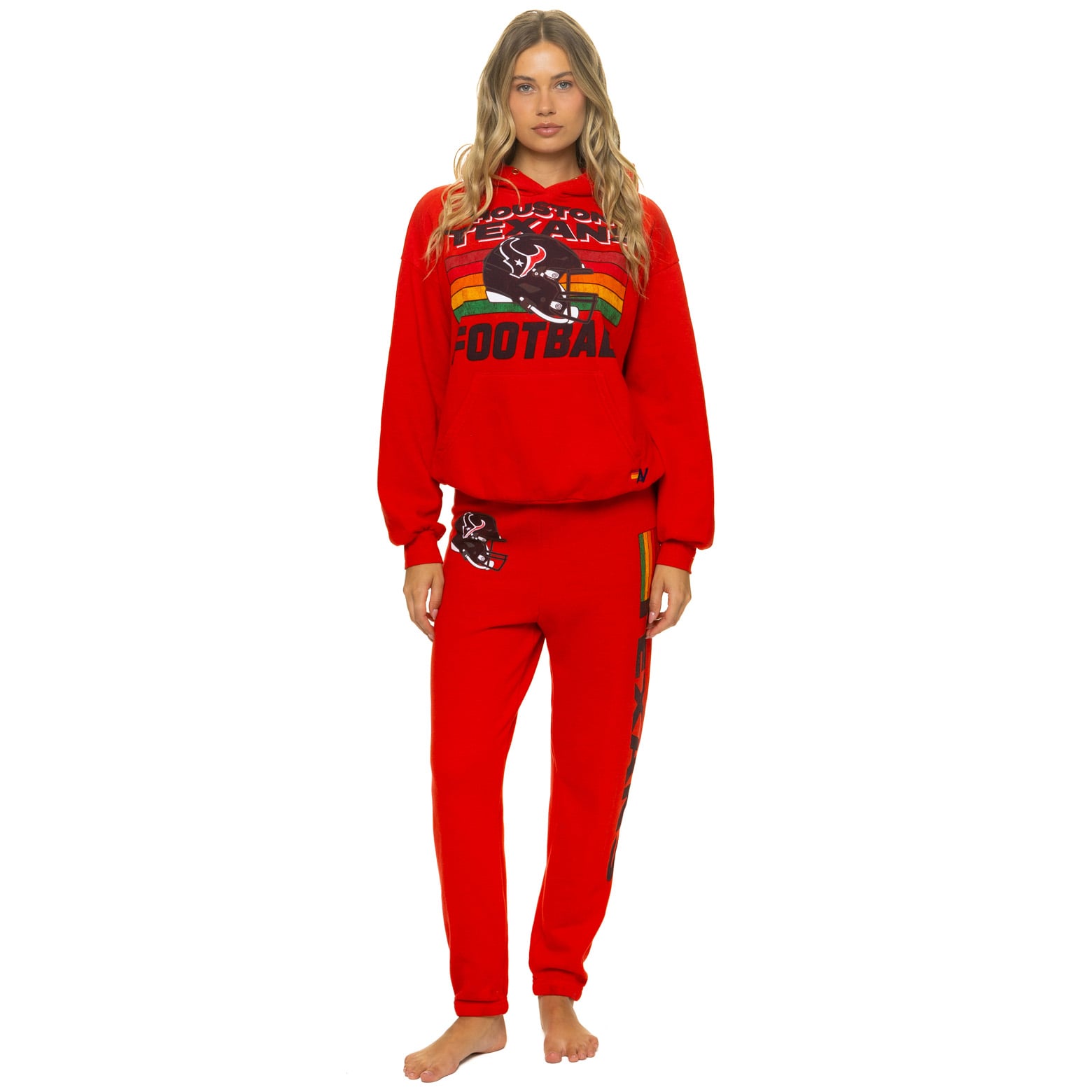 Sweat à capuche unisexe Aviator Nation rouge Houston Texans, coupe décontractée, en mélange de trois matières