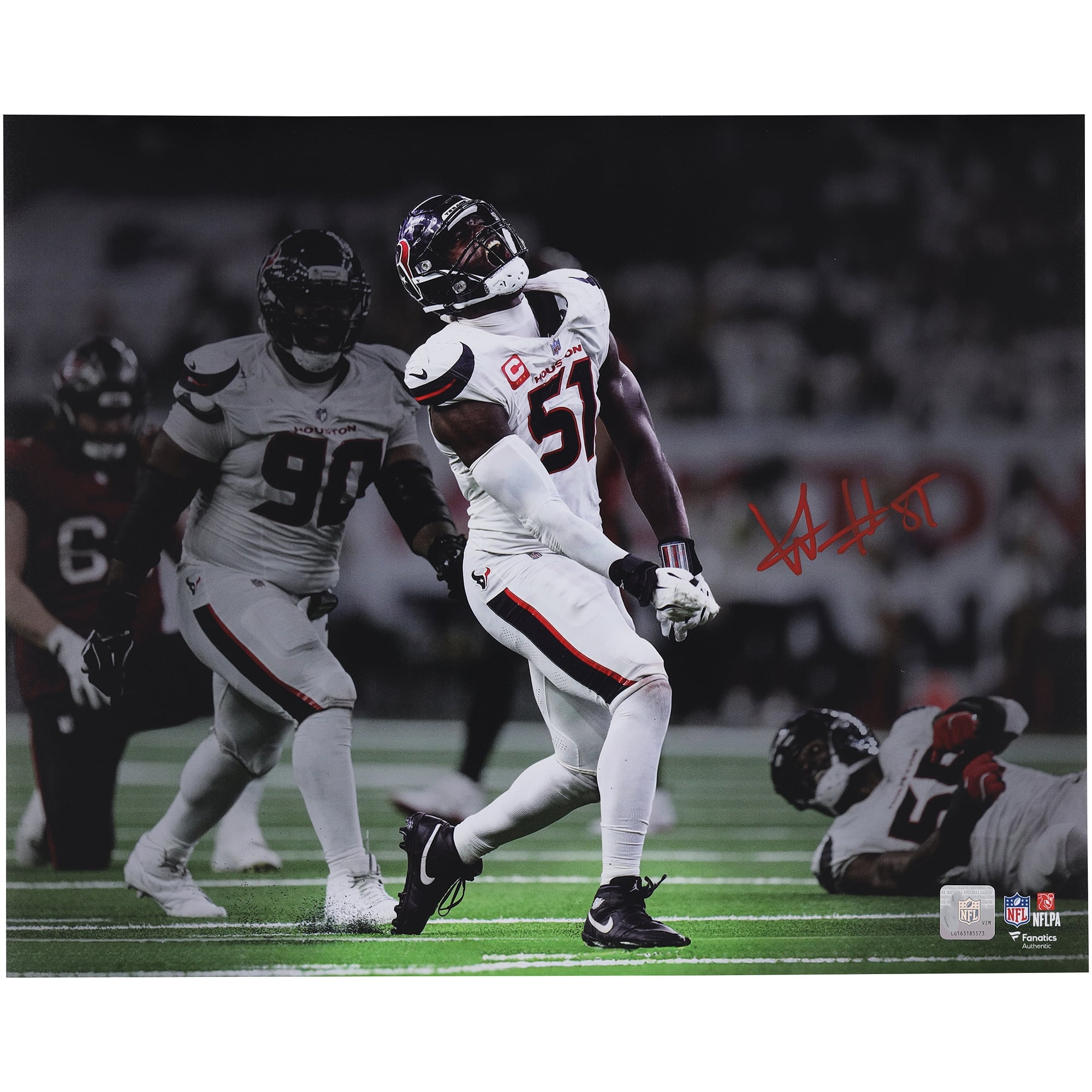 Photo dédicacée de Will Anderson Jr. (Houston Texans) - Célébration d'un sack (40 x 50 cm)