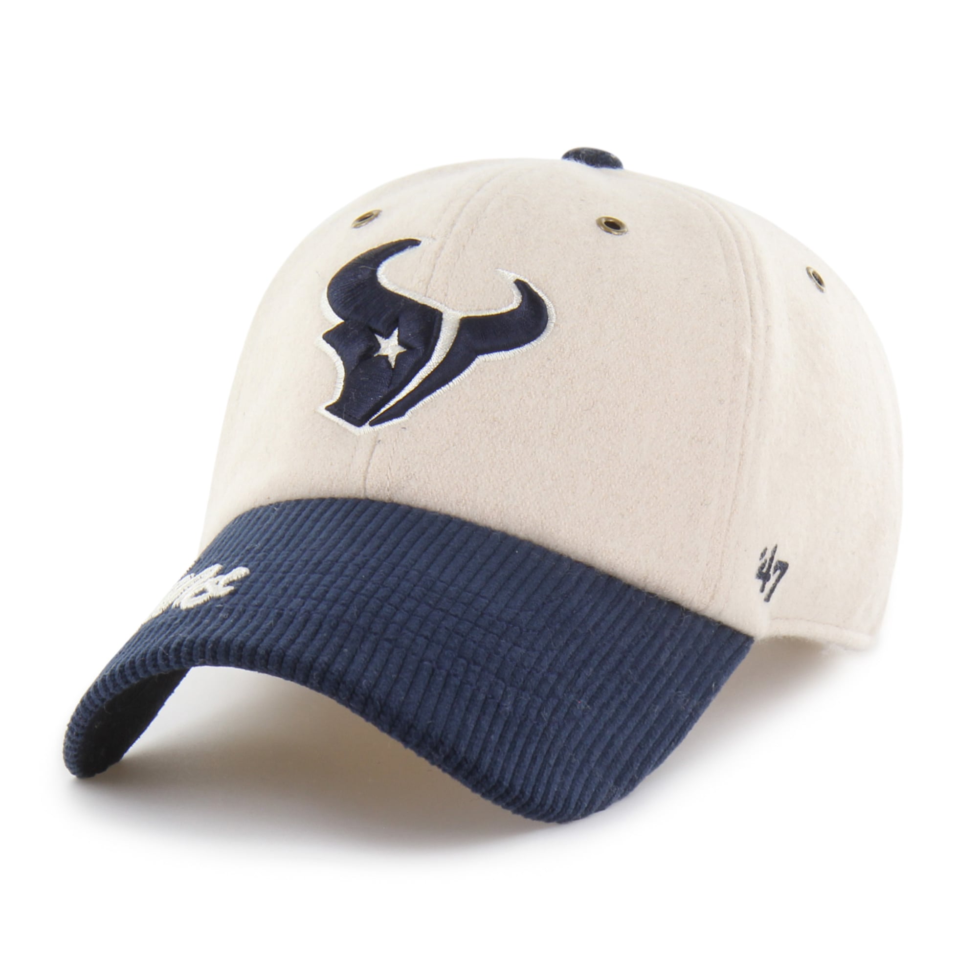 Women's '47 Natural/Navy Houston Texans Rope Script Clean Up Adjustable Hat
