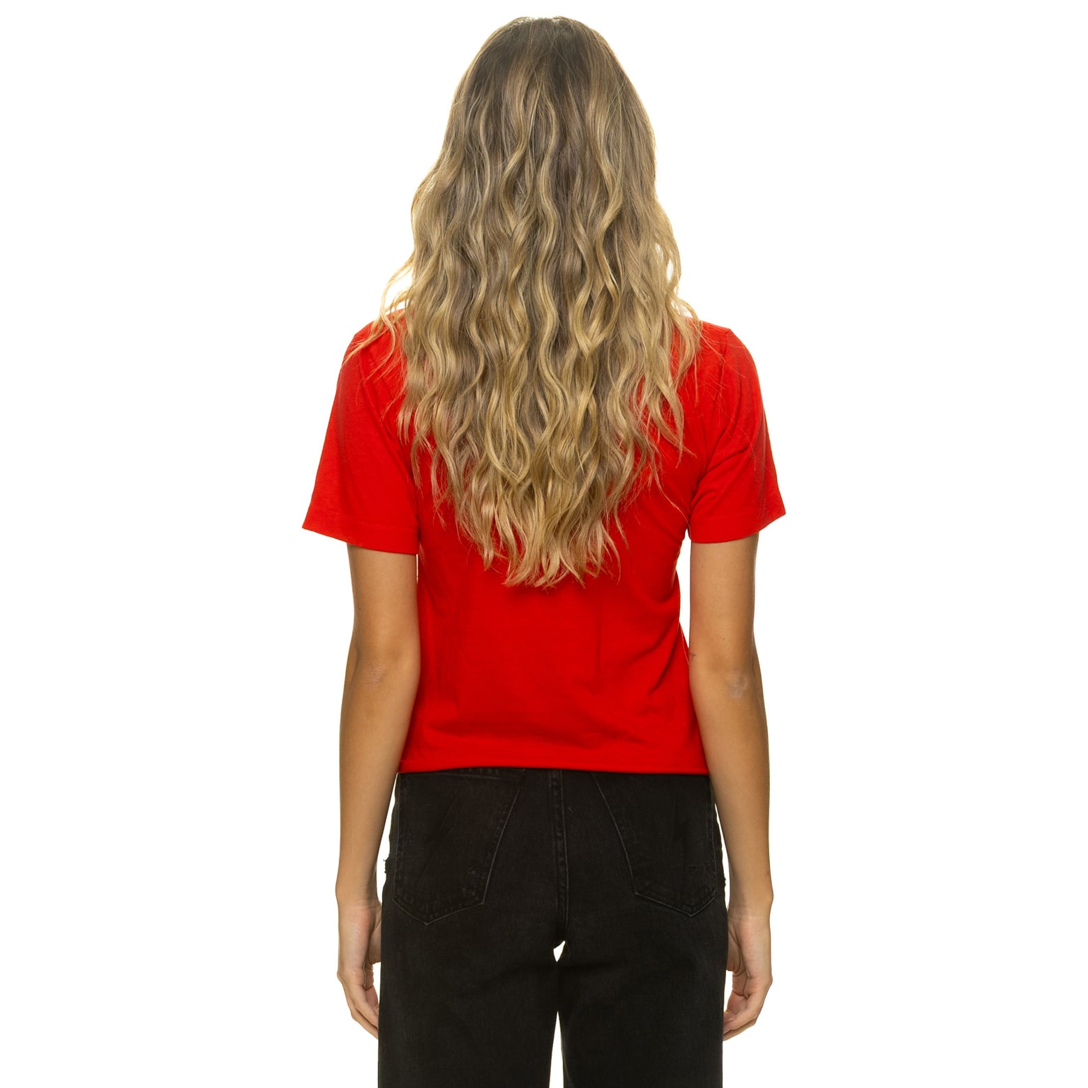 T-shirt Aviator Nation rouge pour femme, Houston Texans, coupe carrée, mélange de trois matières
