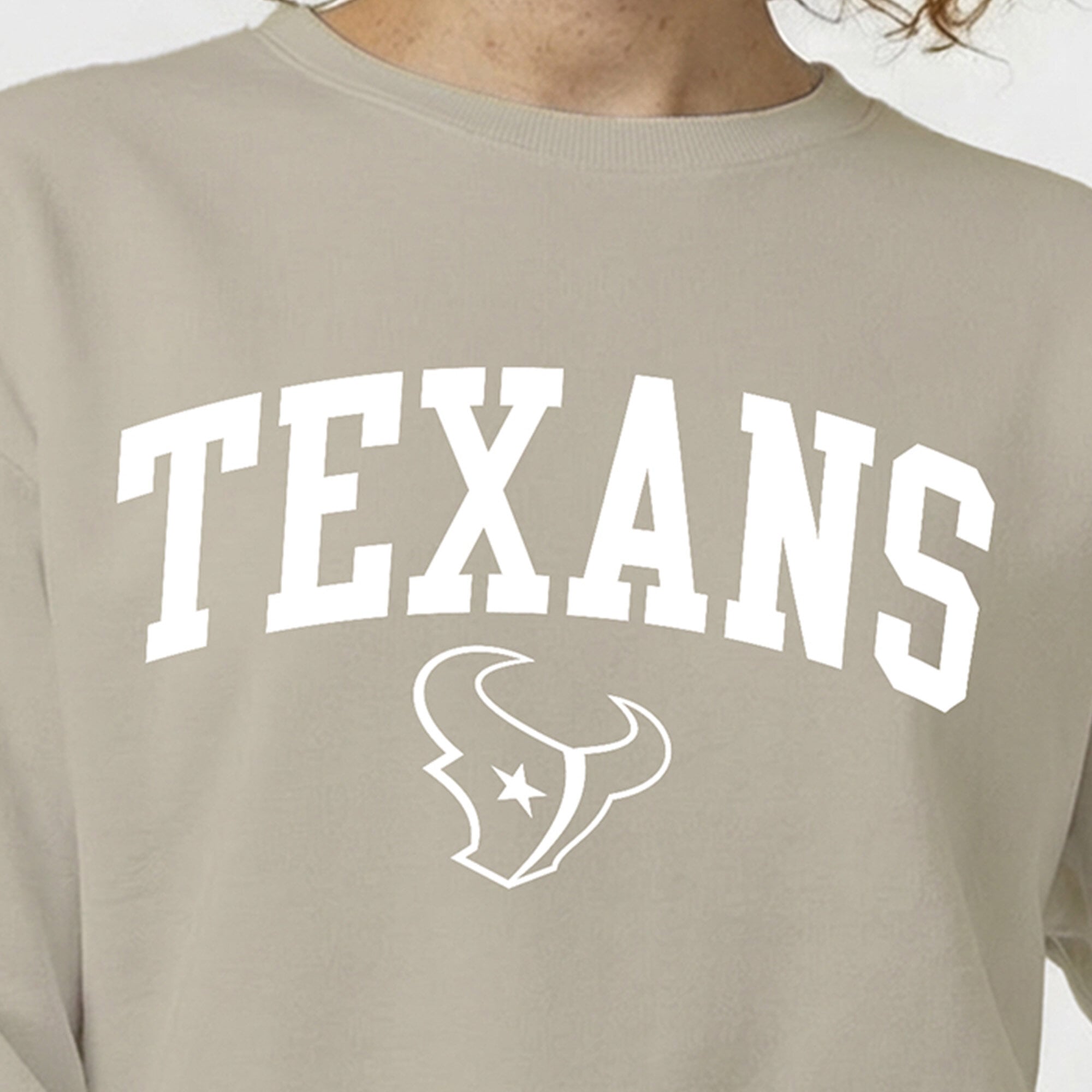 Women's Champion Light Brown Houston Texans Powerblend Cocoa Butter Fleece Sweatshirt