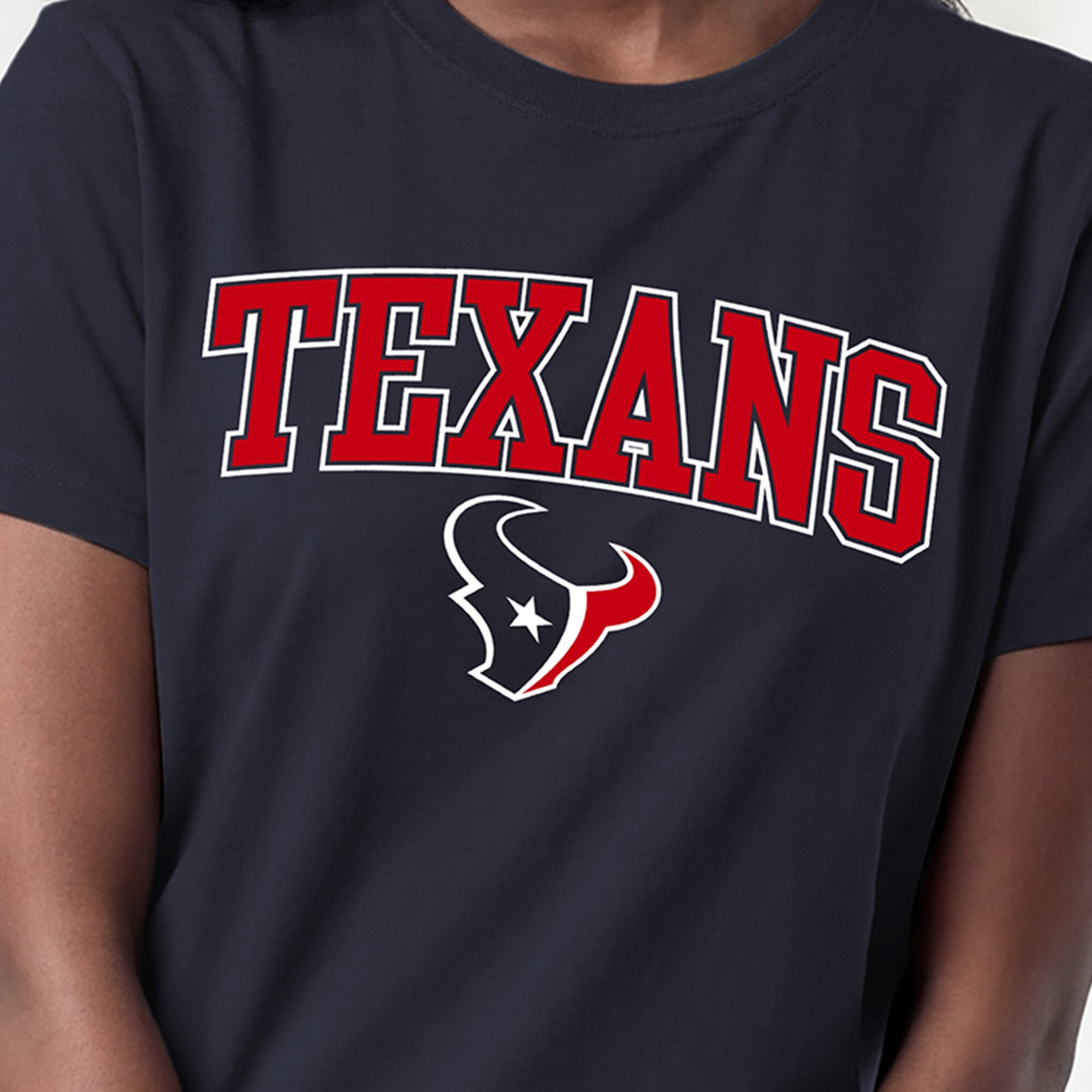 Women's Champion Navy Houston Texans Arched Over Logo T-Shirt