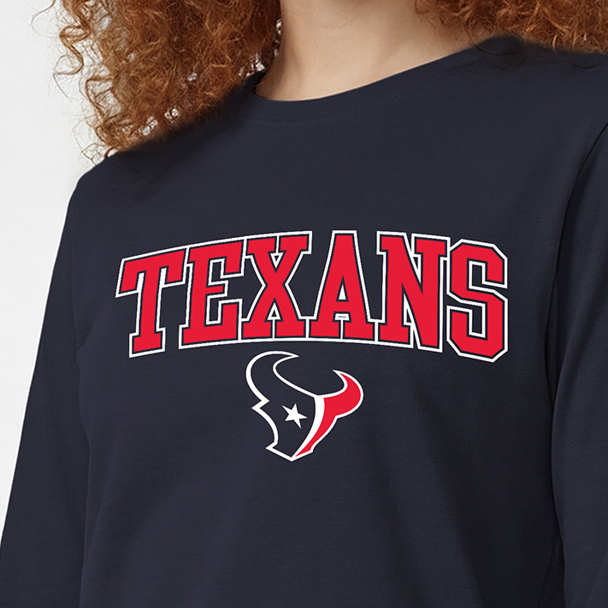Women's Champion Navy Houston Texans Core Logo Long Sleeve T-Shirt