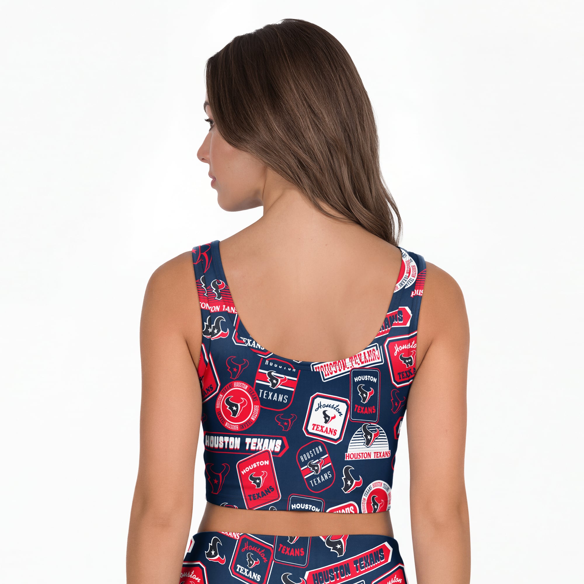 Women's Concepts Sport Navy Houston Texans Grady Allover Print Bralette