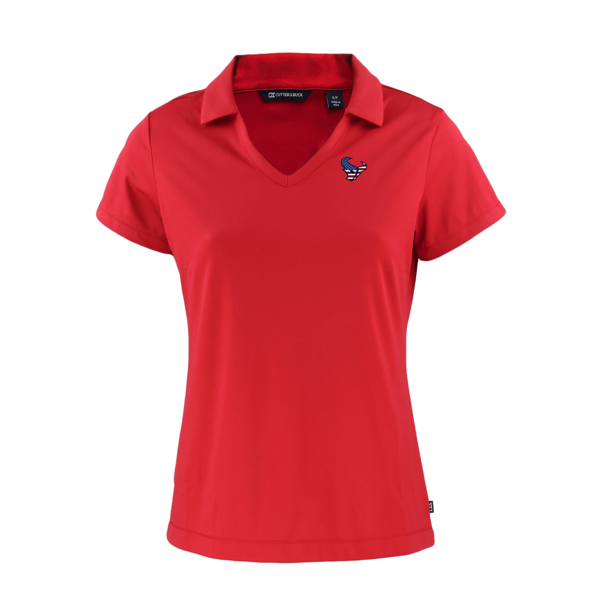 Women's Cutter & Buck Red Houston Texans Daybreak Eco Recycled V-neck Polo