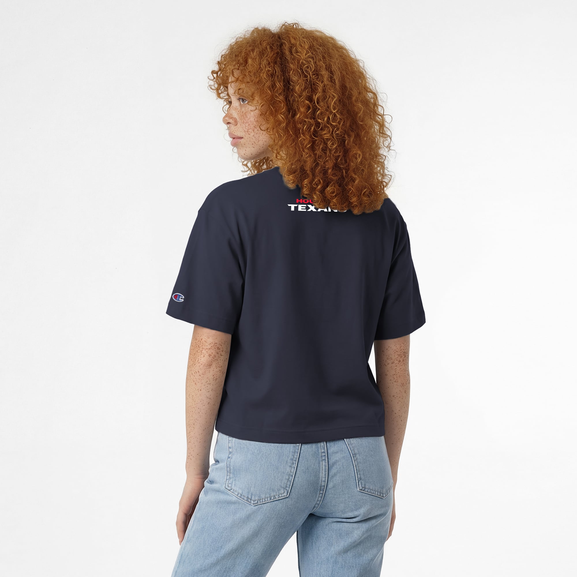 T-shirt Disney x Champion Athletic bleu marine Houston Texans Jessie All-Star pour femmes