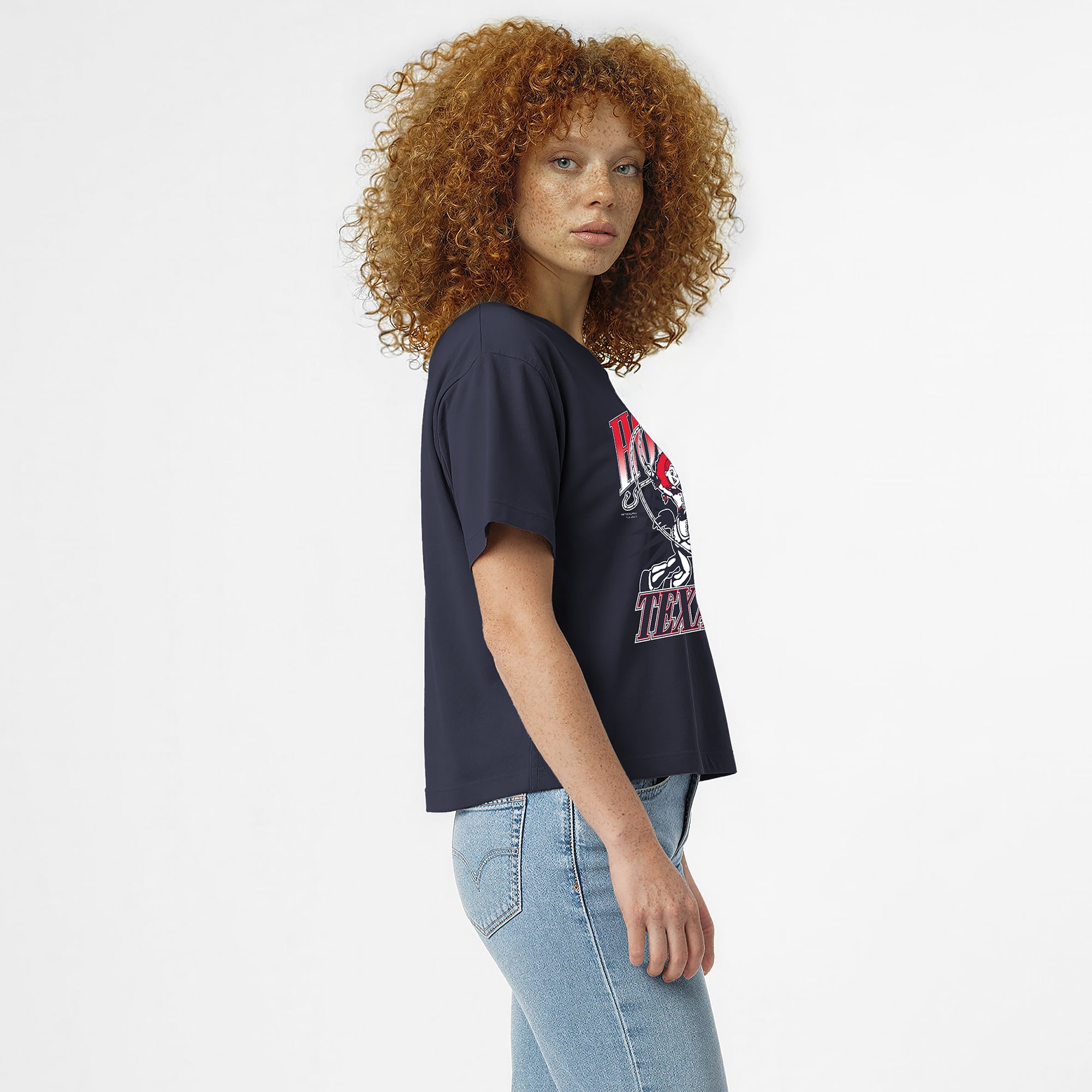T-shirt Disney x Champion Athletic bleu marine Houston Texans Jessie All-Star pour femmes