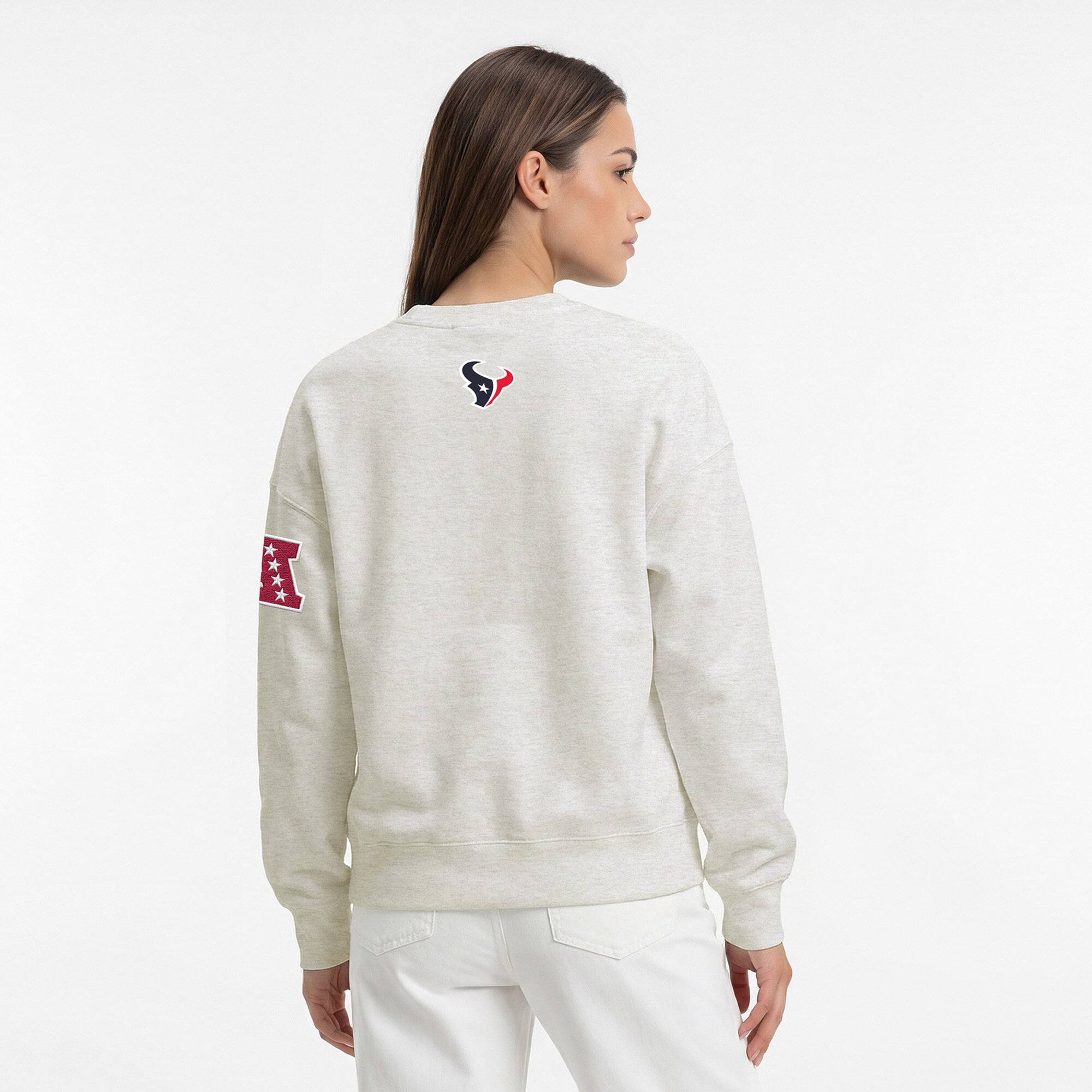 Sweat-shirt polaire à col rond Disney x Champion couleur avoine Houston Texans All-Star pour femme