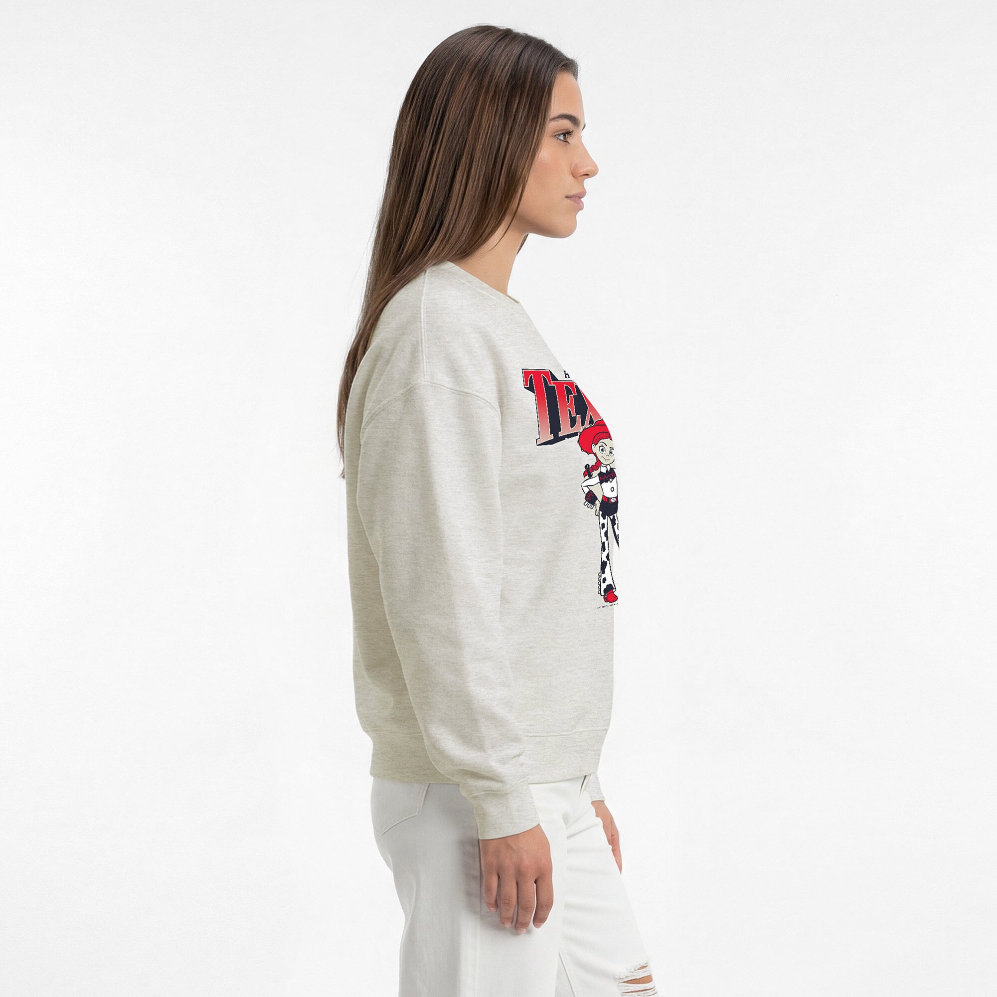 Sweat-shirt polaire à col rond Disney x Champion couleur avoine Houston Texans All-Star pour femme