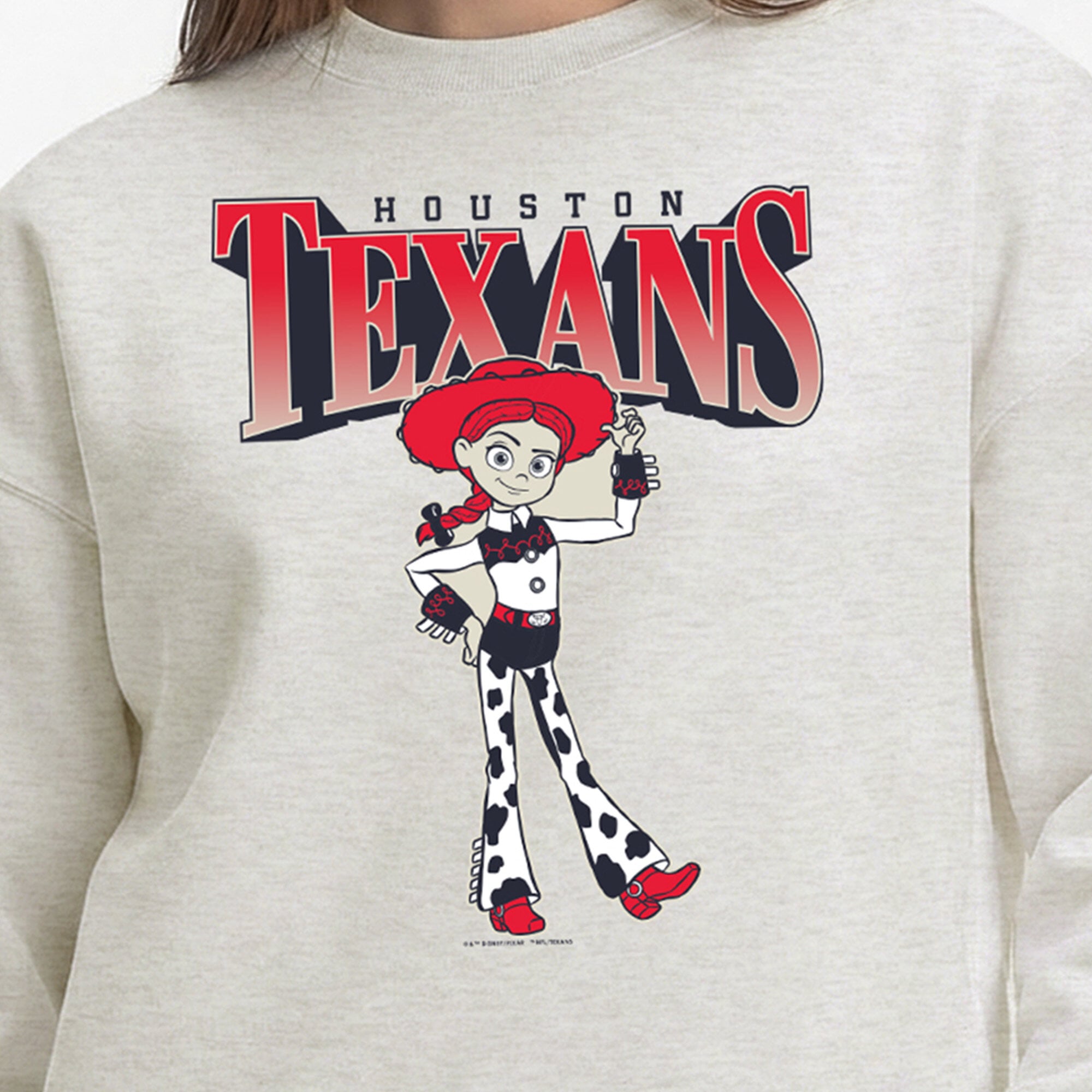 Sweat-shirt polaire à col rond Disney x Champion couleur avoine Houston Texans All-Star pour femme