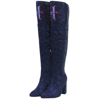  Houston Texans FABGATING by Cuce Women's Team Color Crystal Over-The-Knee Boots - Navy