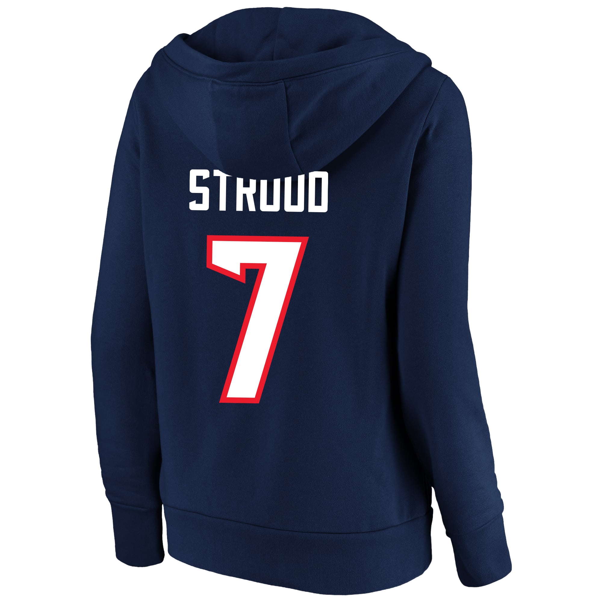 Women's Fanatics C.J. Stroud Navy Houston Texans Plus Player Name & Number Notch Neck Hoodie