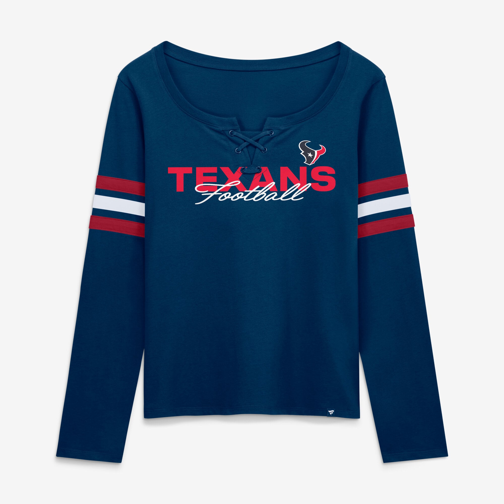 T-shirt à manches longues lacets Fanatics Navy Houston Texans pour femmes