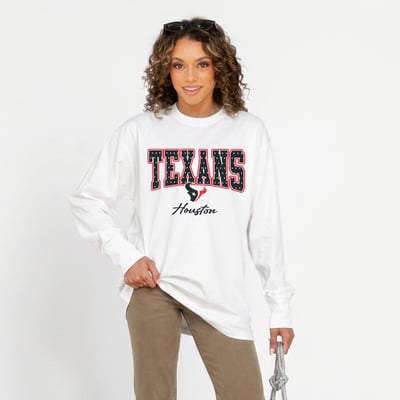 Houston Texans Gameday Couture Women's Sweet Spot Oversized Long Sleeve T-Shirt - White