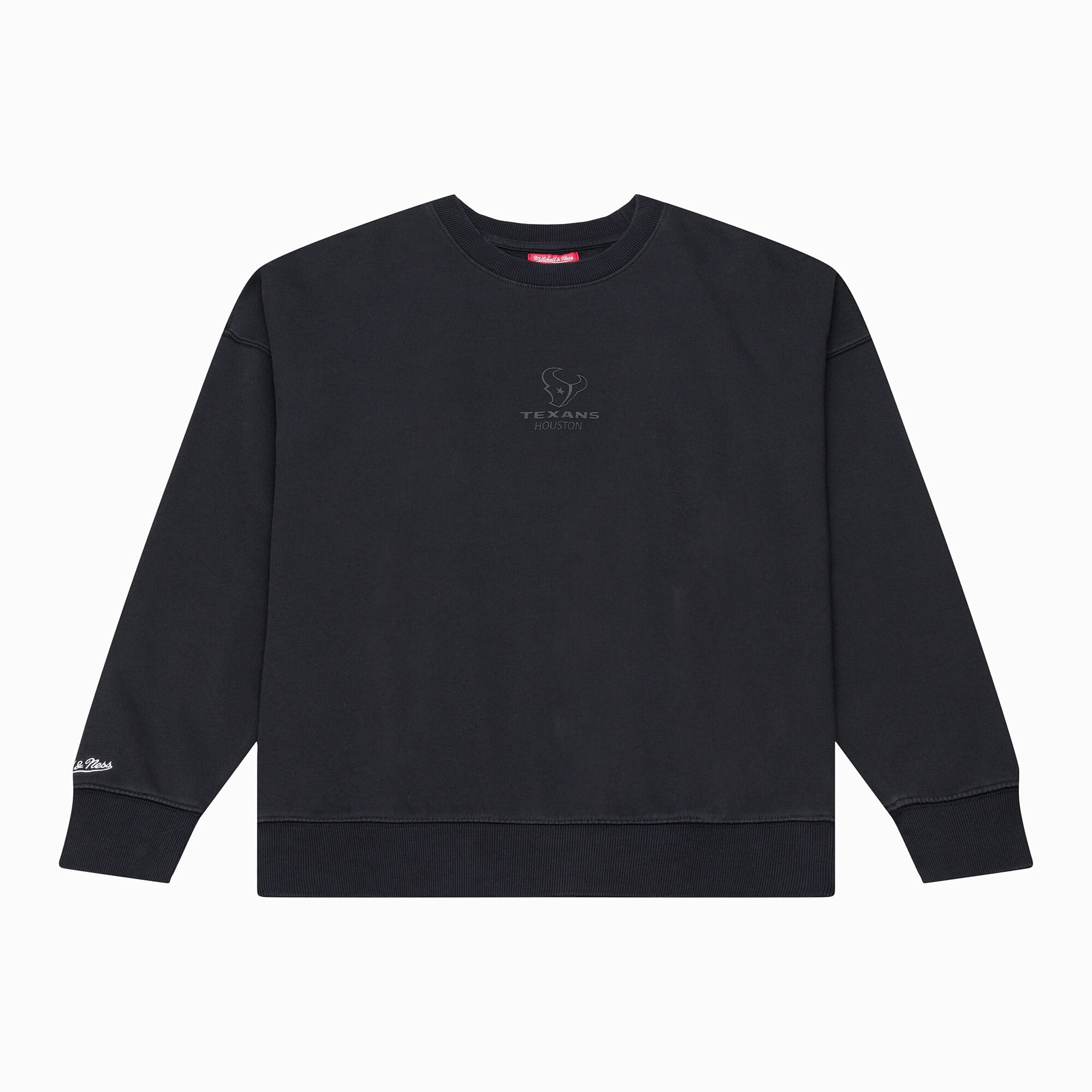 Women's Mitchell & Ness Black Houston Texans Core Essentials Micro Logo Fleece Sweatshirt