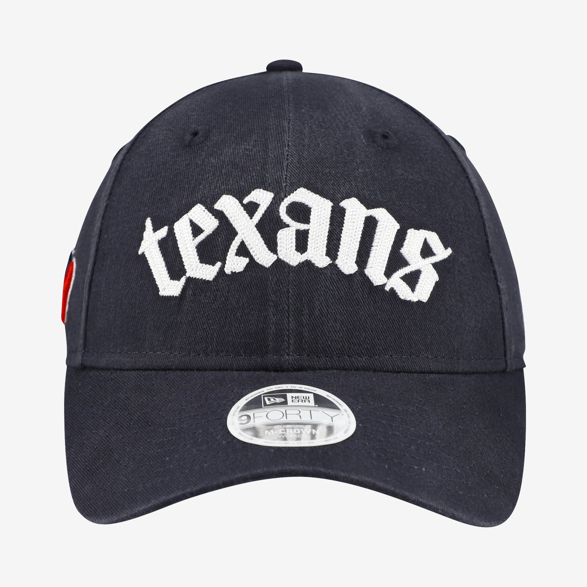 Casquette ajustable New Era 9FORTY M-Crown pour femme, bleu marine, Houston Texans, police gothique