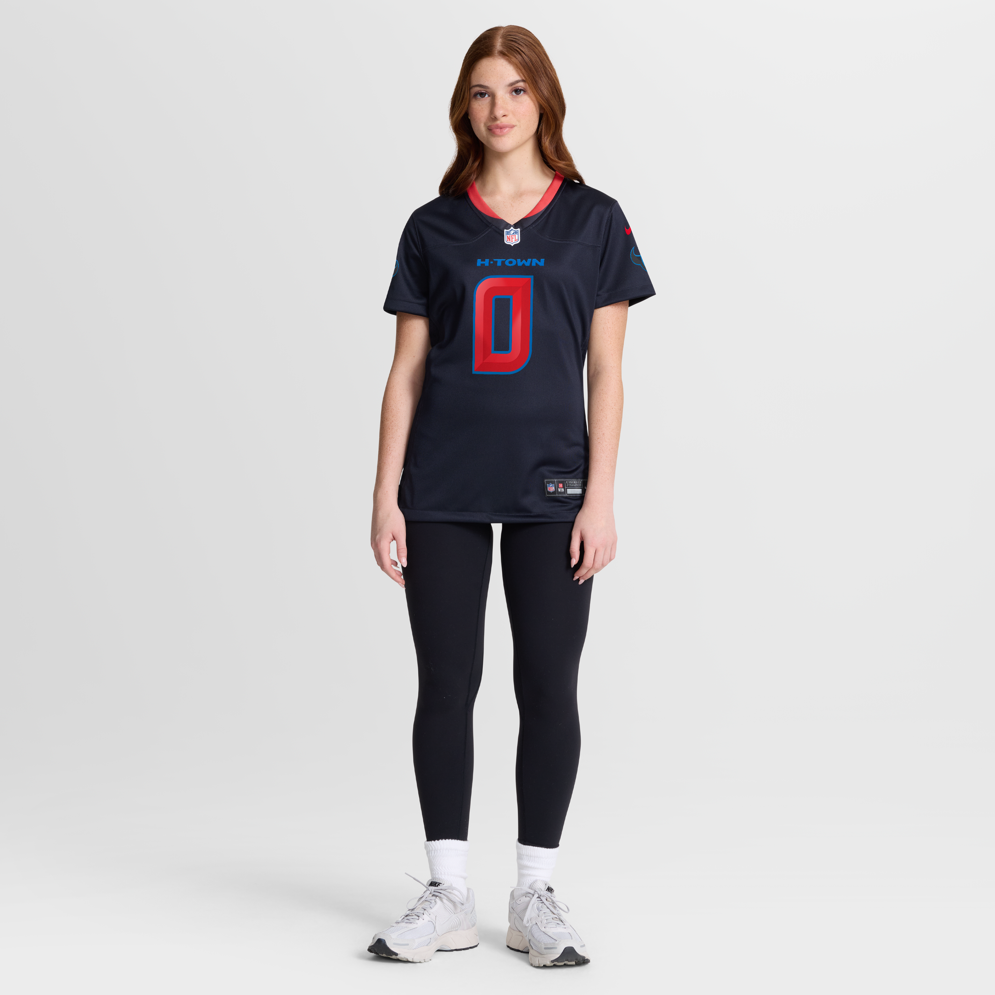 Maillot de match alternatif Nike Azeez Al-Shaair bleu marine des Houston Texans pour femmes