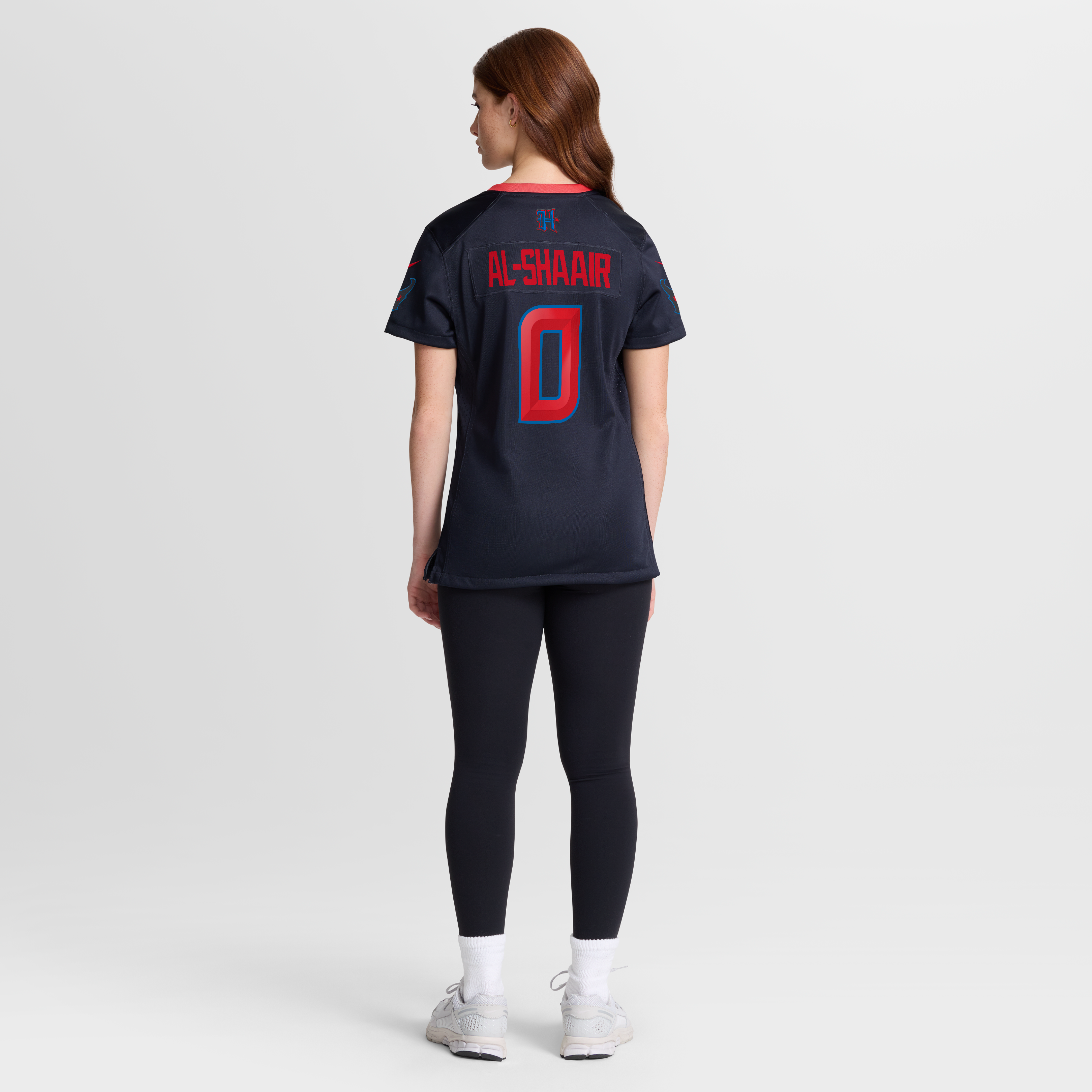 Maillot de match alternatif Nike Azeez Al-Shaair bleu marine des Houston Texans pour femmes