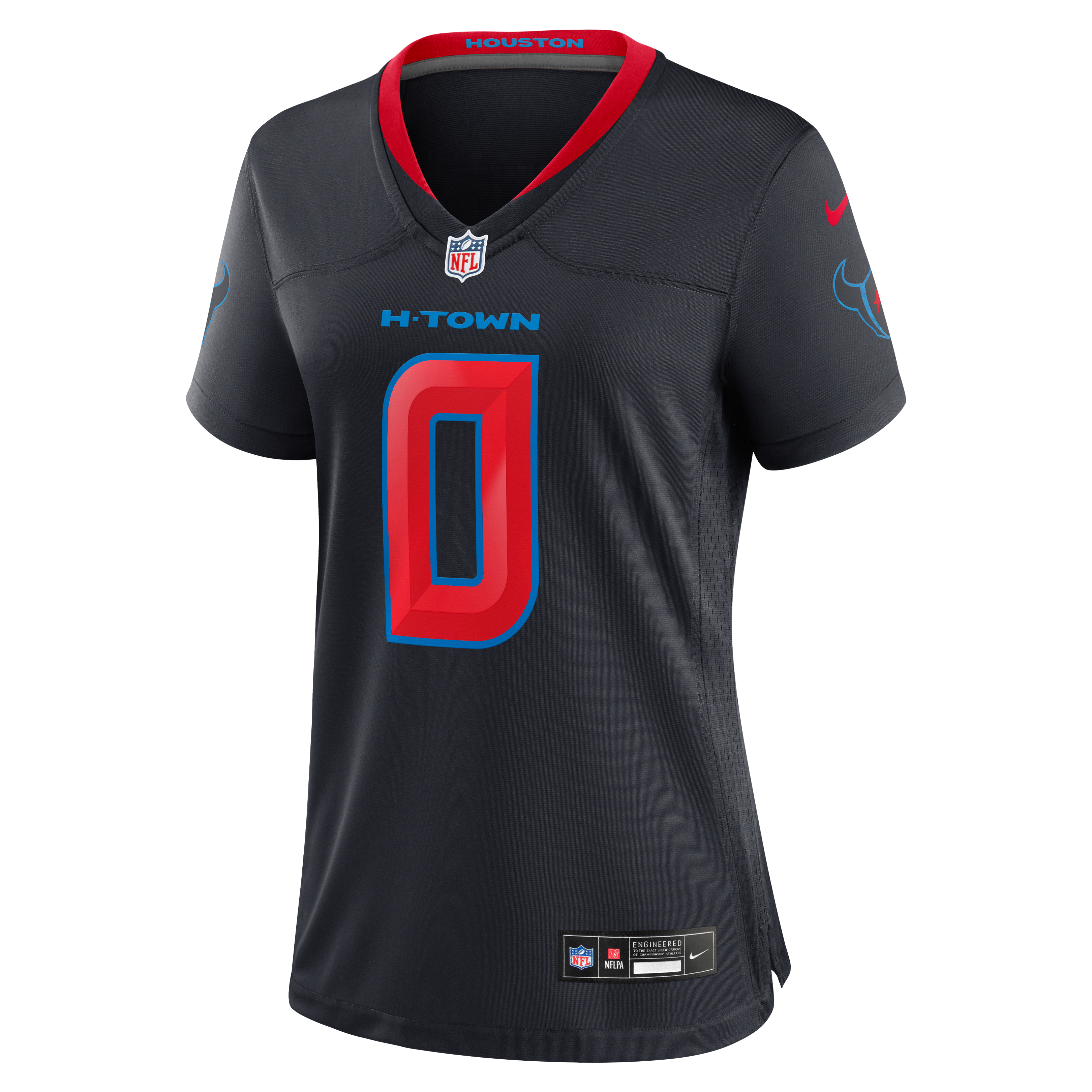 Maillot de match alternatif Nike Azeez Al-Shaair bleu marine des Houston Texans pour femmes