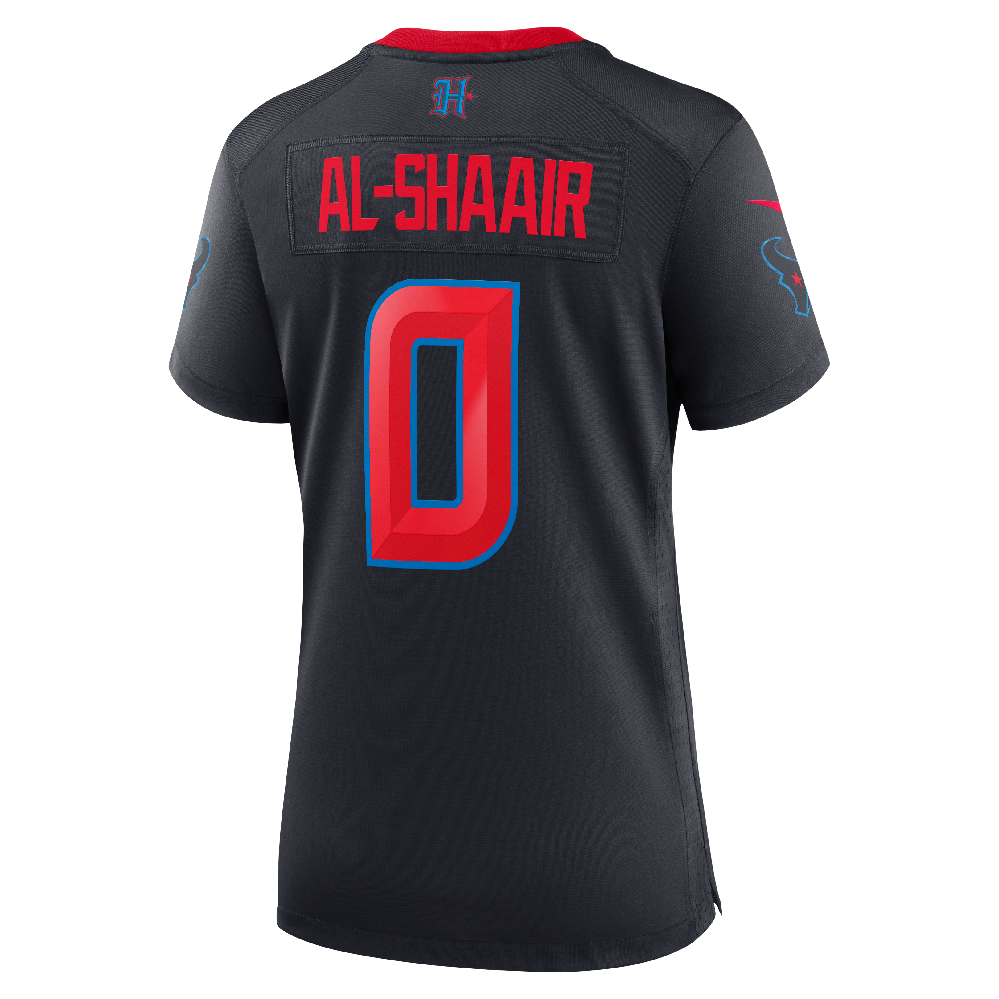 Maillot de match alternatif Nike Azeez Al-Shaair bleu marine des Houston Texans pour femmes