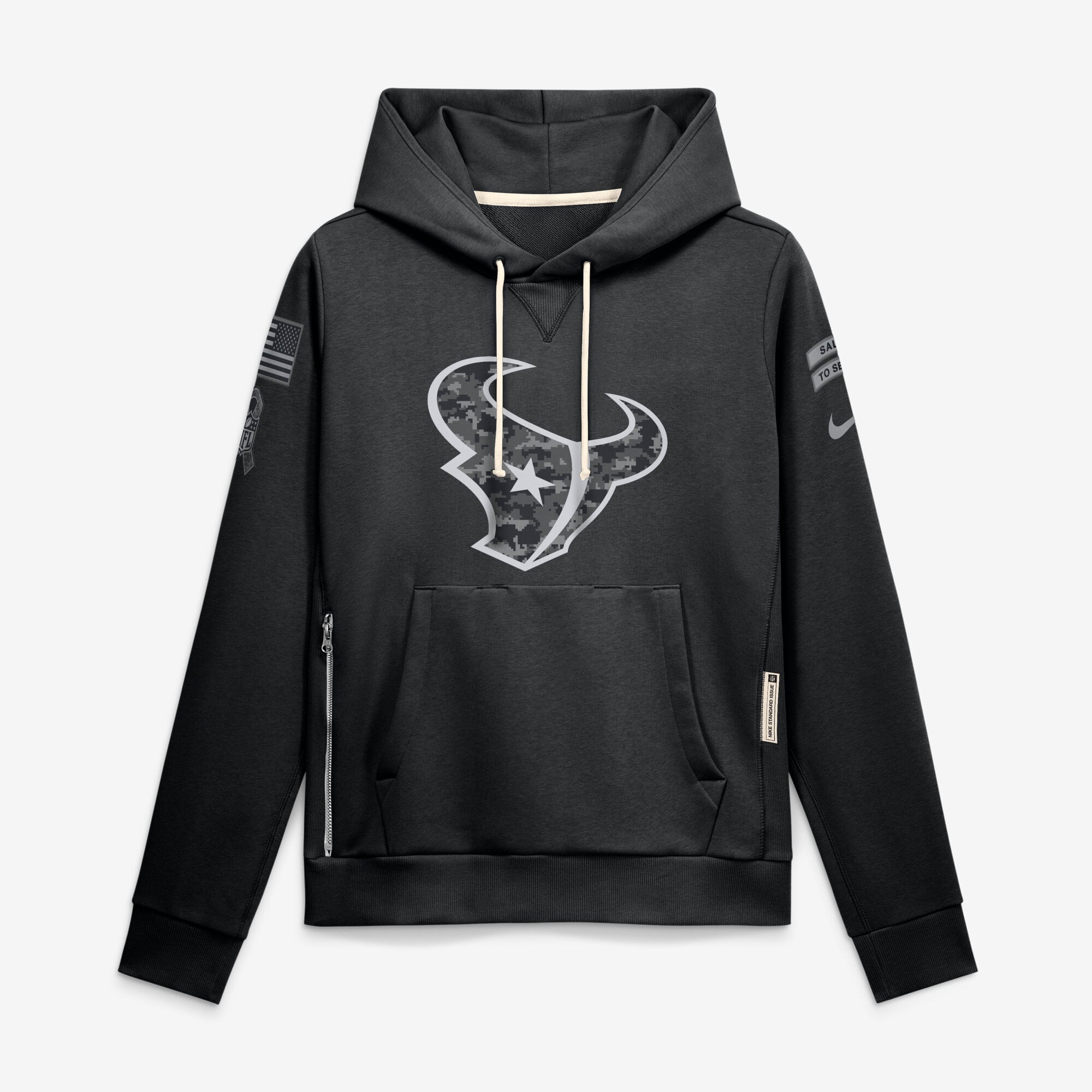 Sweat à capuche Nike noir pour femme, Houston Texans 2026 Salute to Service, collection Sideline Dri-FIT